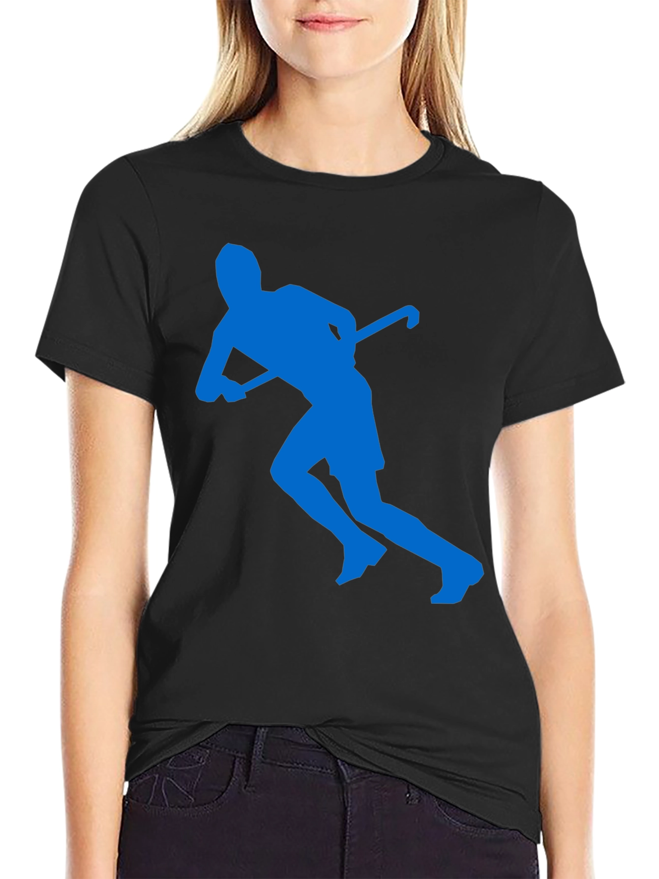Black Hockey Player Graphic T-Shirt view 2