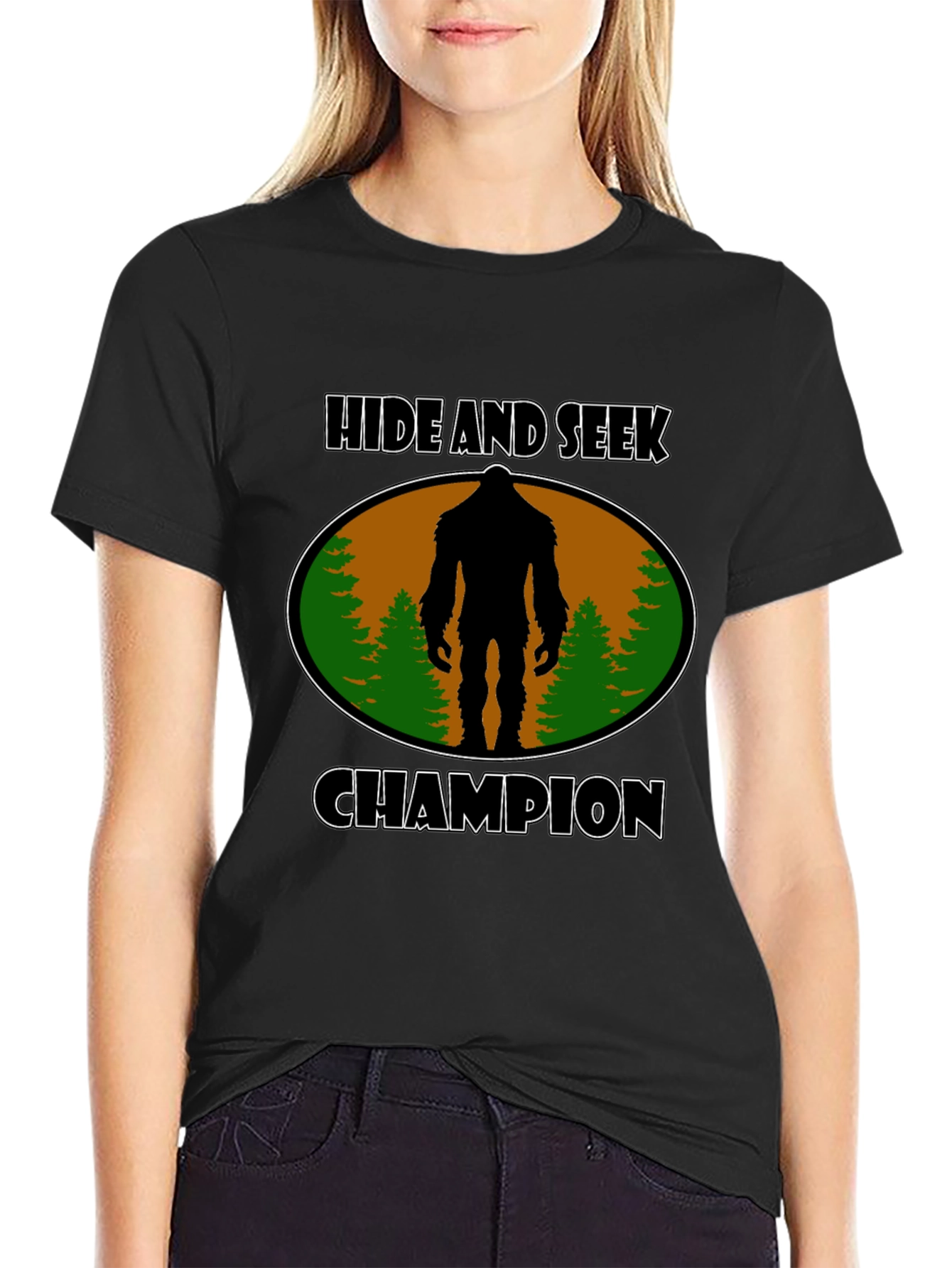 Black Hide and Seek Champion Bigfoot T-Shirt view 2