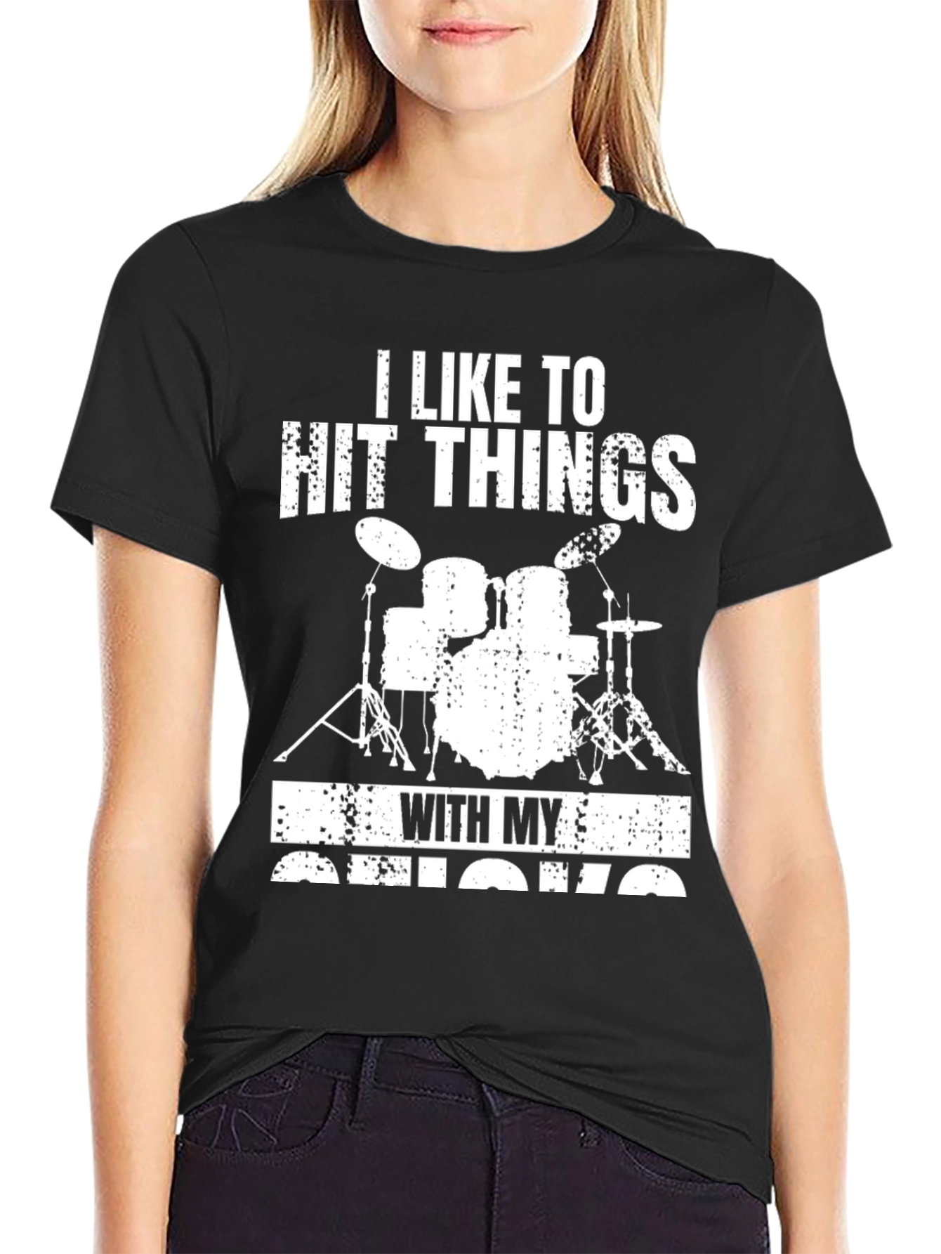 Black I Like To Hit Things With My Sticks T-Shirt view 2