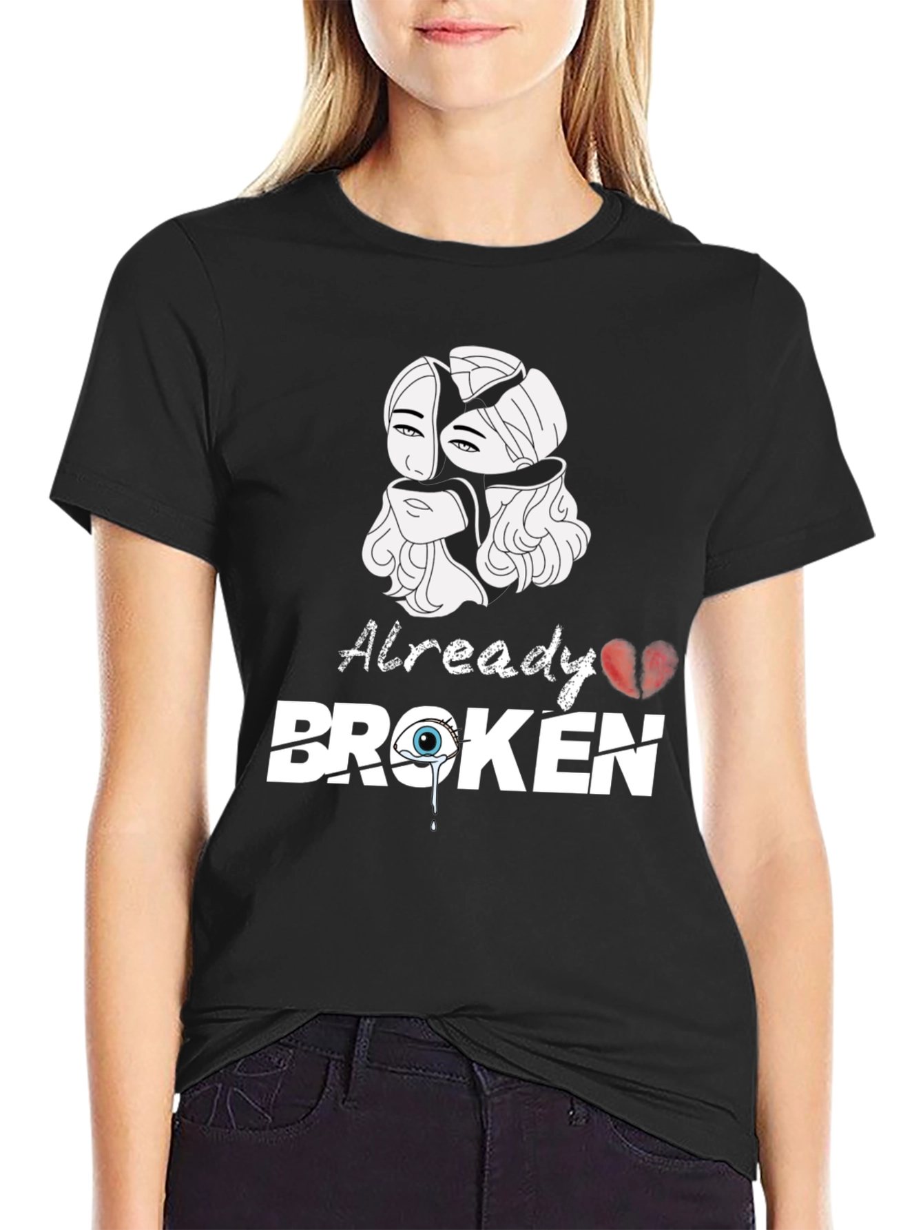 Black Already Broken Graphic Tee view 2