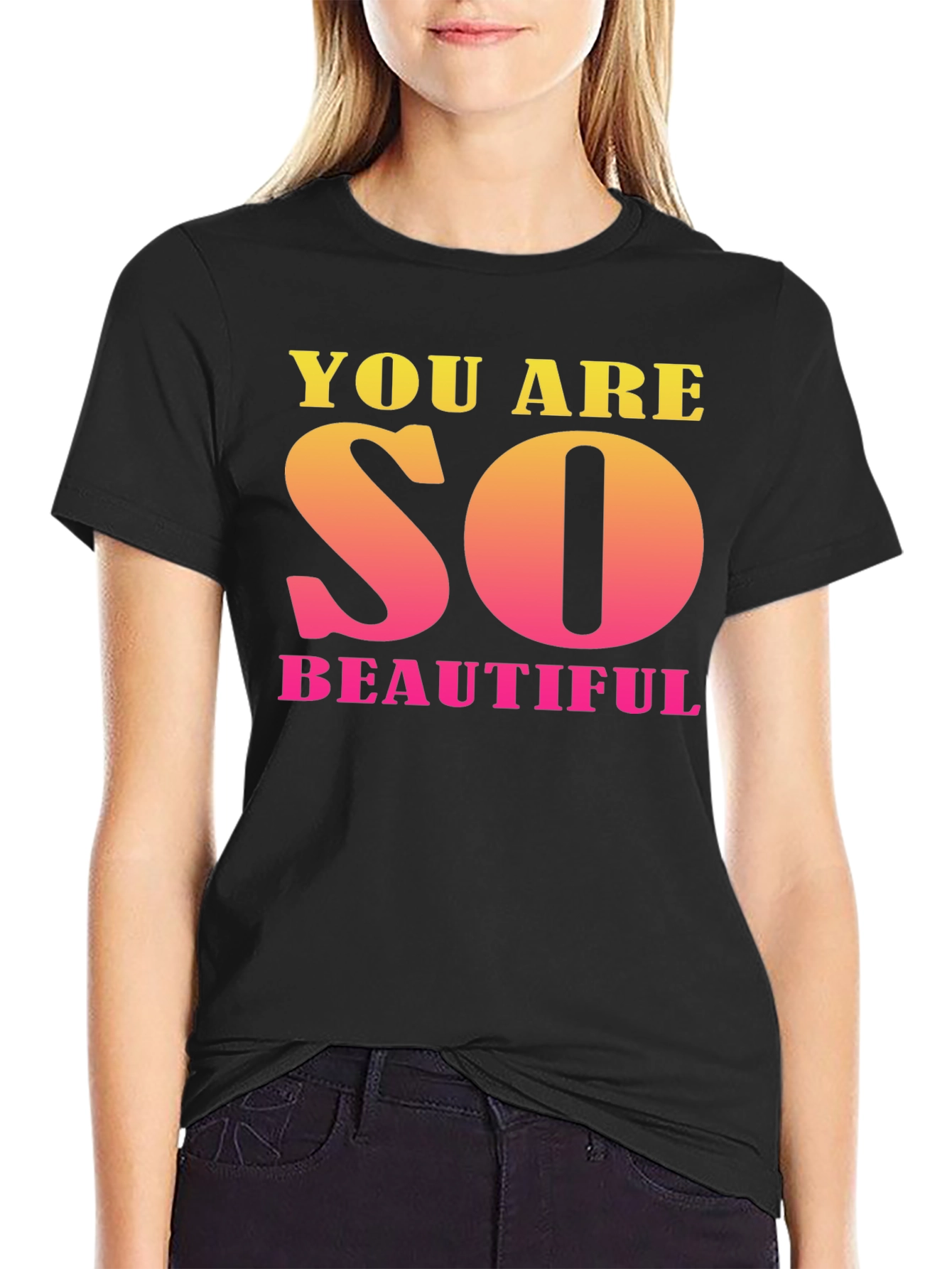 Black You Are So Beautiful Graphic Tee view 2