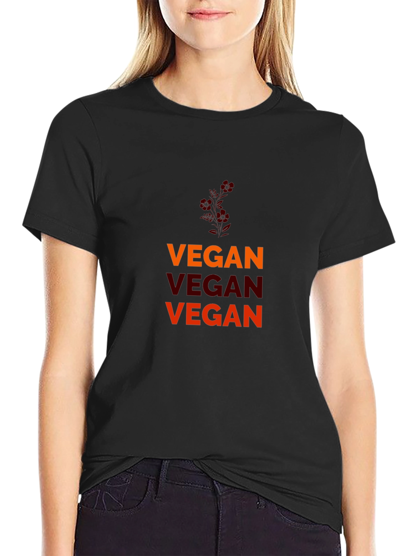 Black Vegan Graphic Tee - Unisex Black T-Shirt view 2