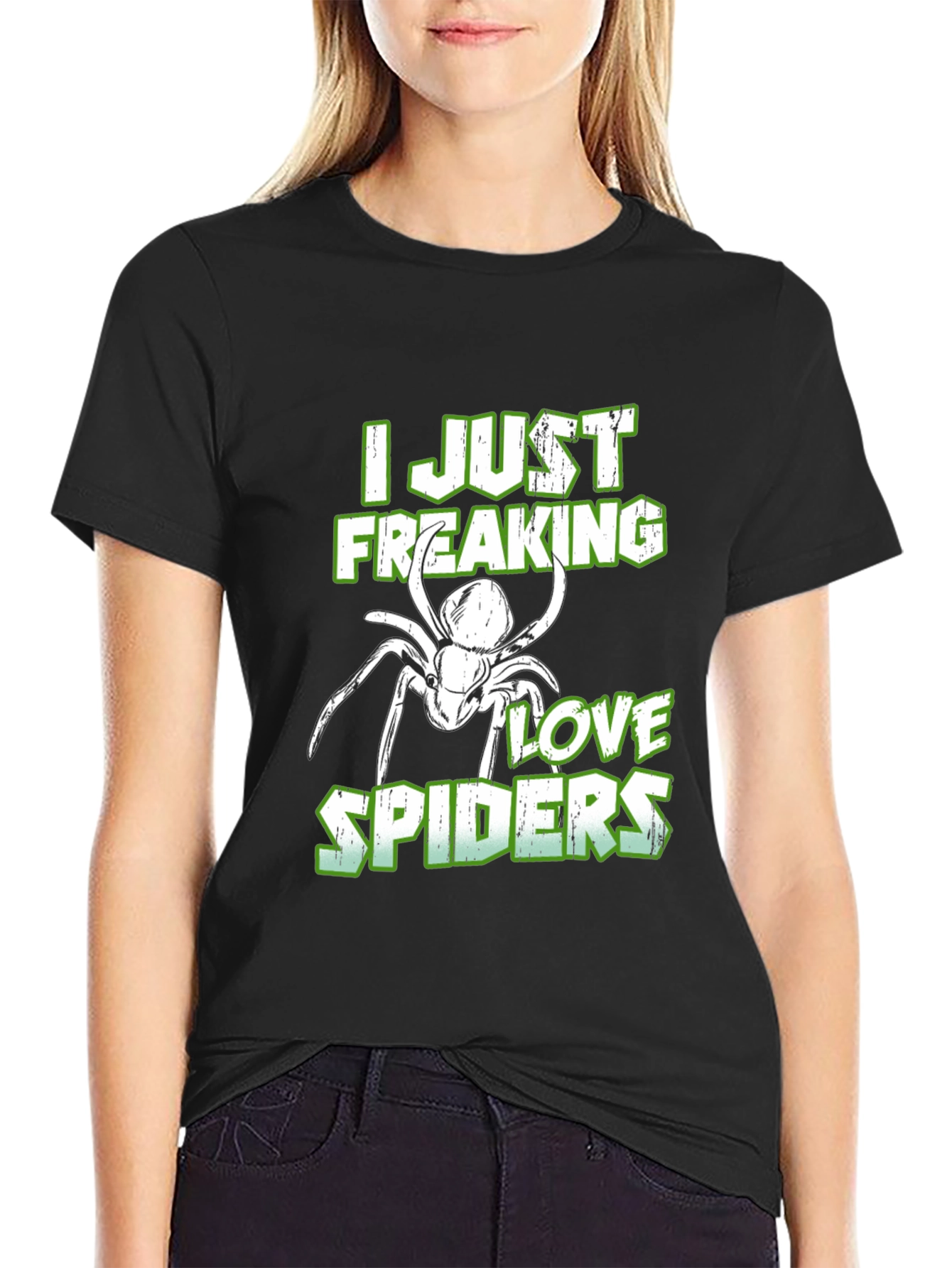 Black I Just Freaking Love Spiders T-Shirt view 2