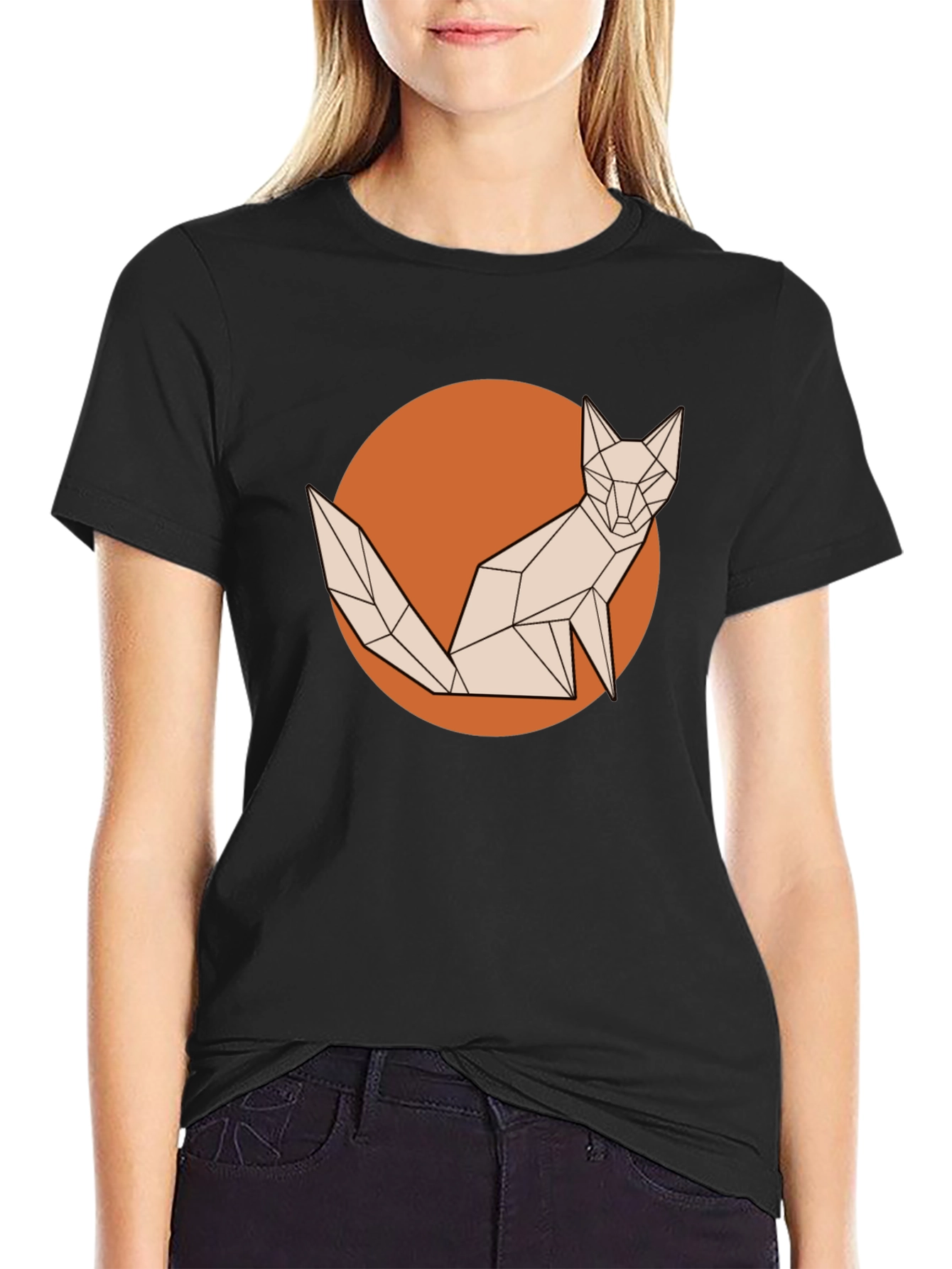 Black Geometric Fox Graphic Tee - Stylish Men's T-Shirt view 2