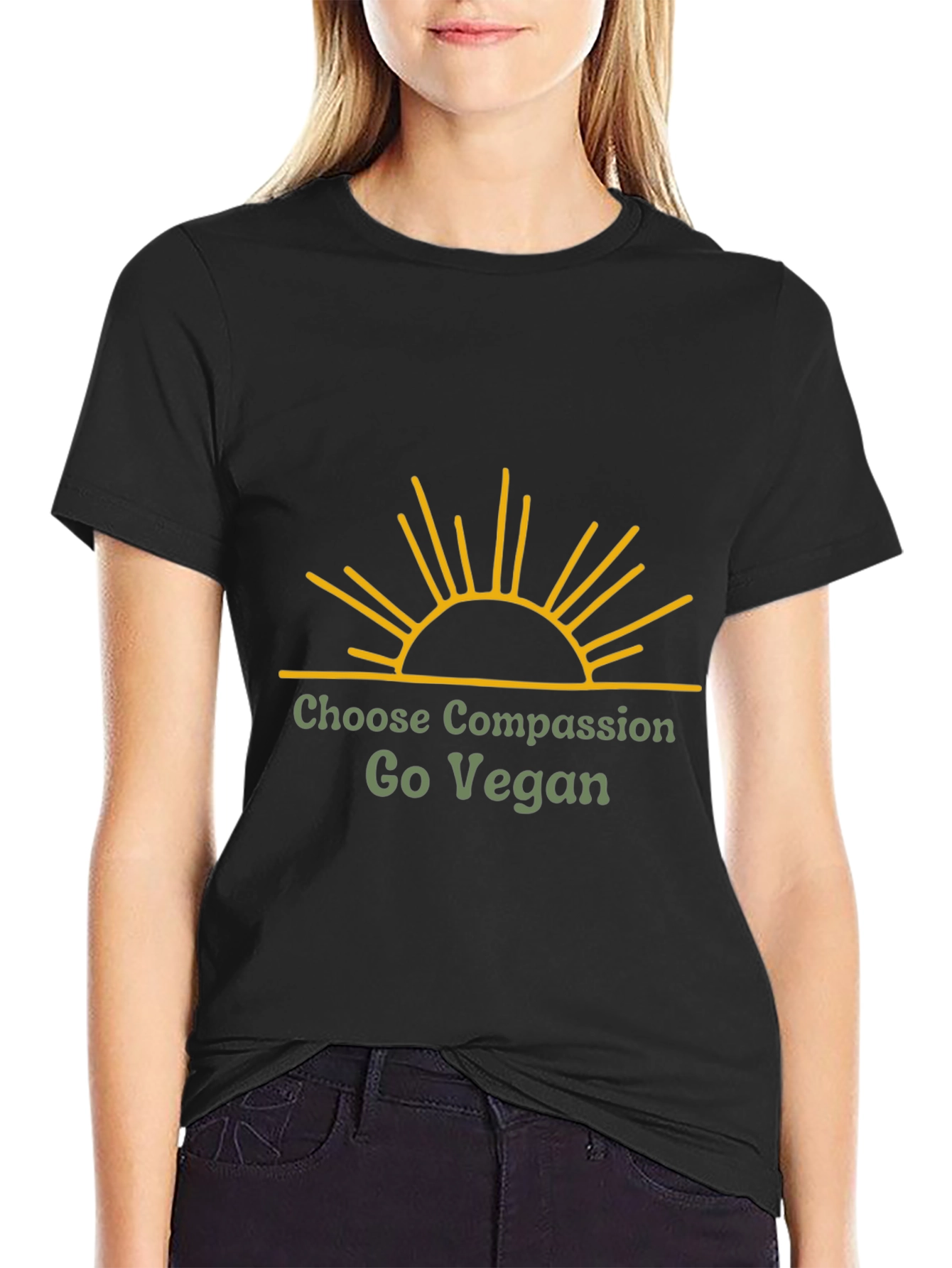 Black Vegan Compassion Tee - Unisex Graphic T-Shirt view 2