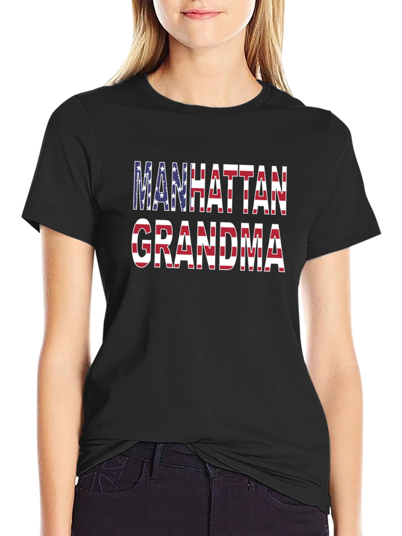 Black Manhattan Grandma Patriotic T-Shirt view 2