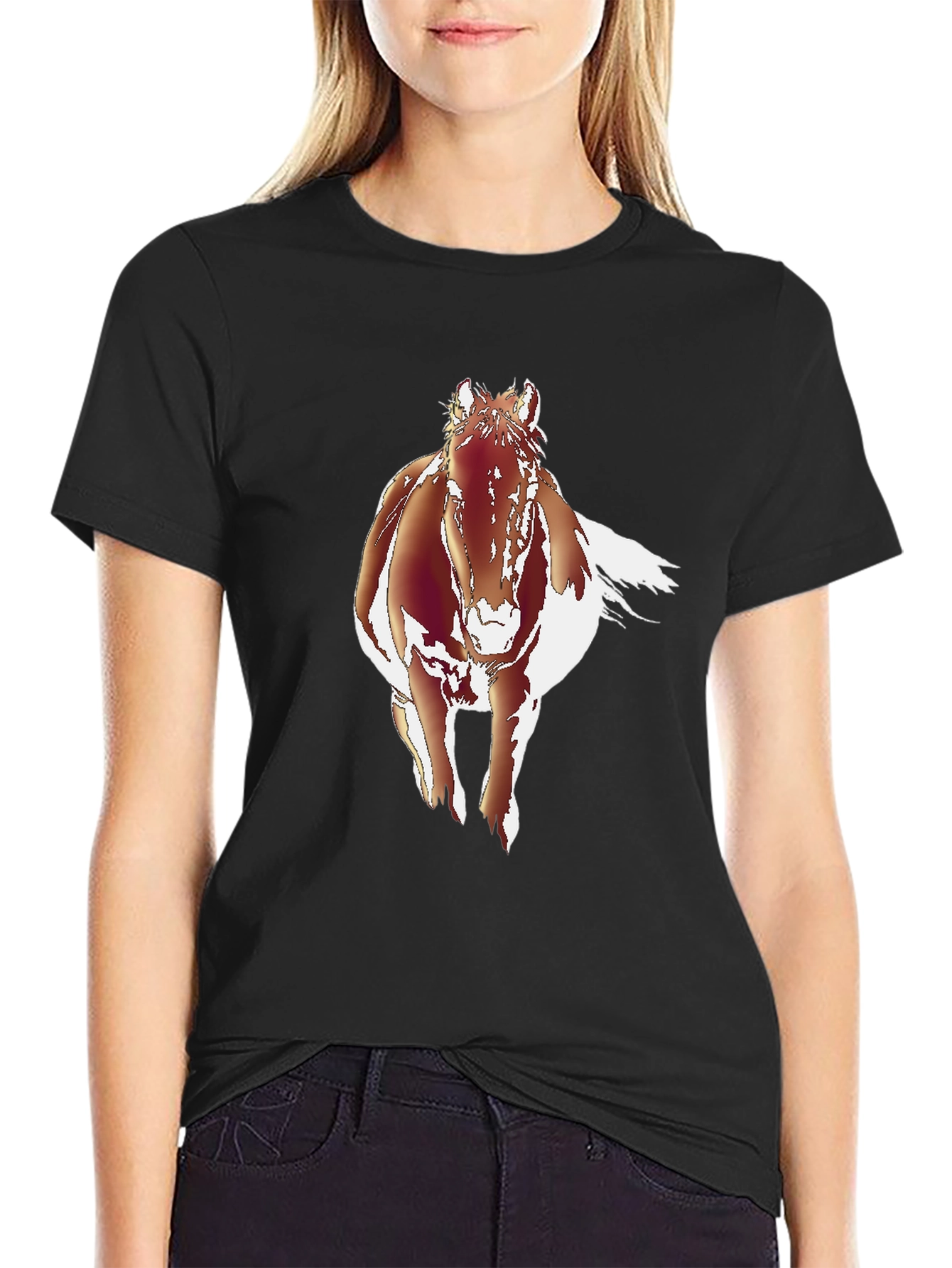 Black Running Horse Graphic T-Shirt view 2