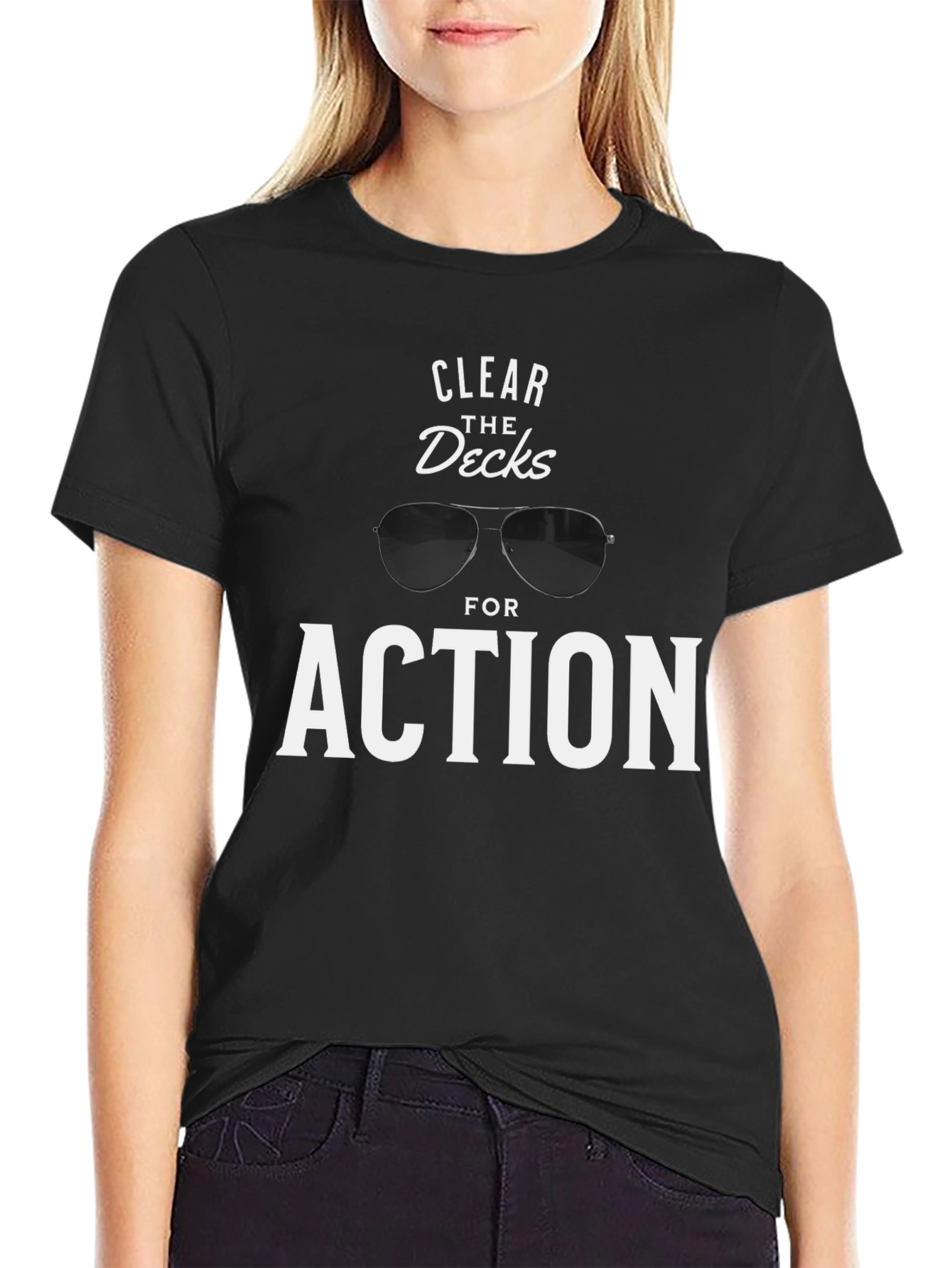 Black Clear the Decks for Action Graphic Tee view 2