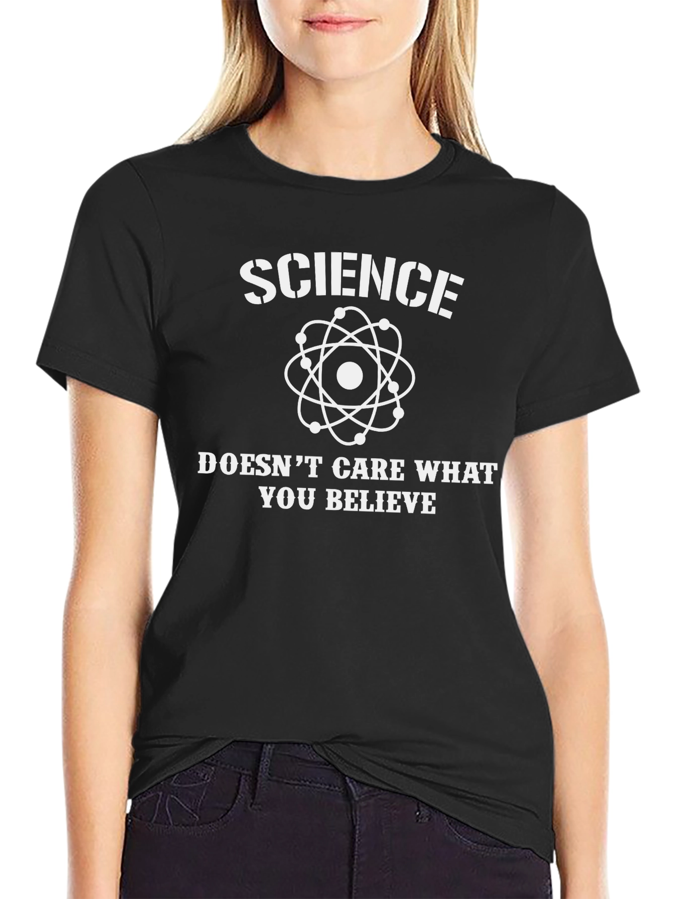 Black Science Doesn't Care What You Believe T-Shirt view 2