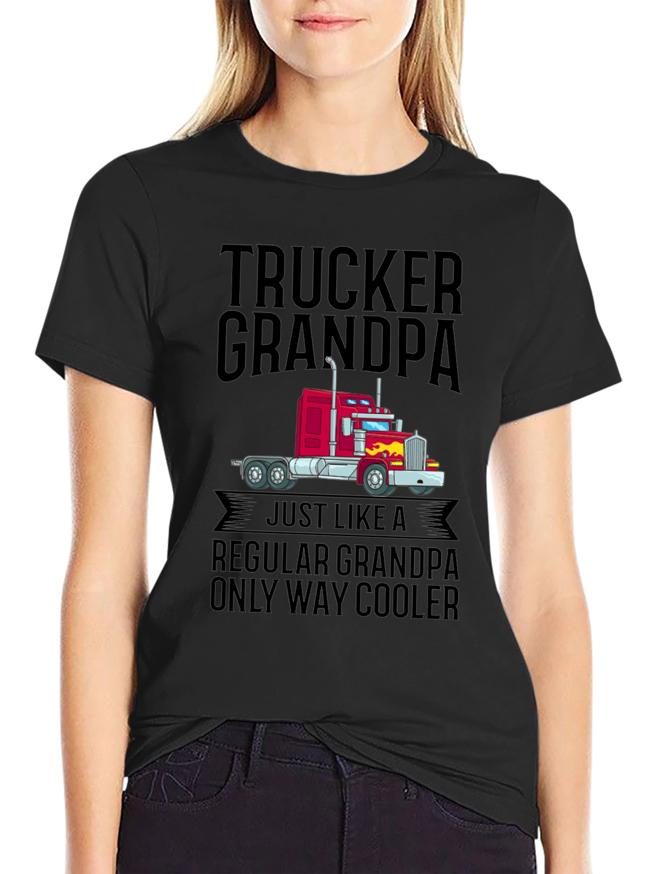 Black Trucker Grandpa T-Shirt - Way Cooler Than Regular Grandpas view 2