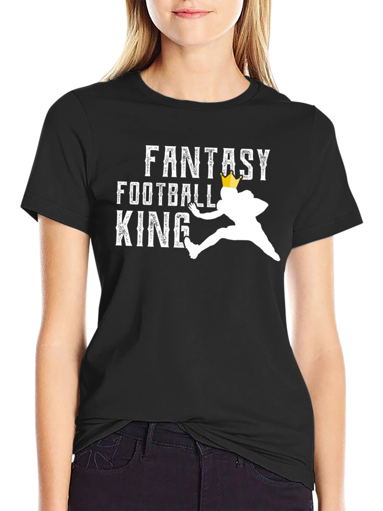 Black Fantasy Football King T-Shirt view 2