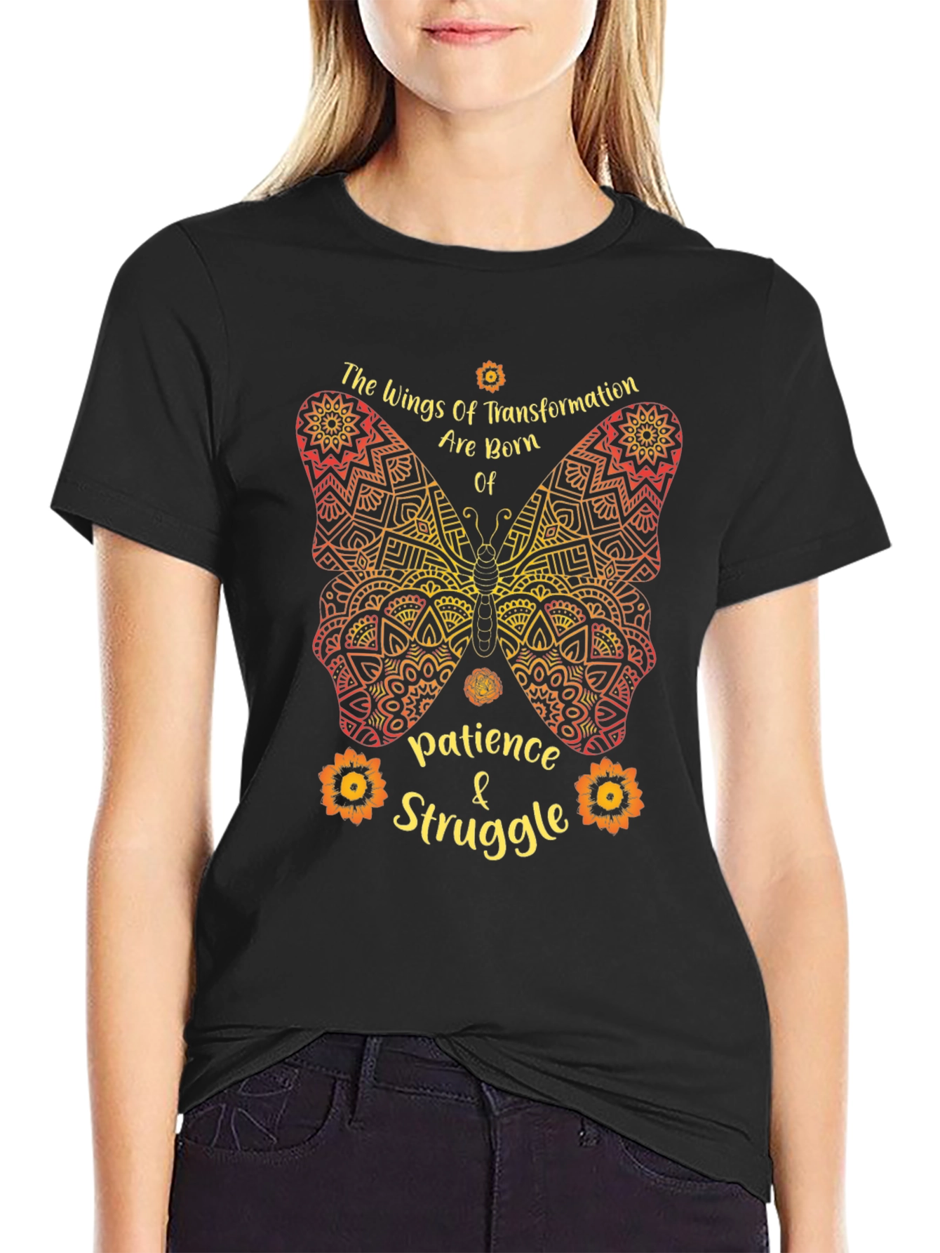 Black Butterfly Transformation T-Shirt - Patience & Struggle view 2
