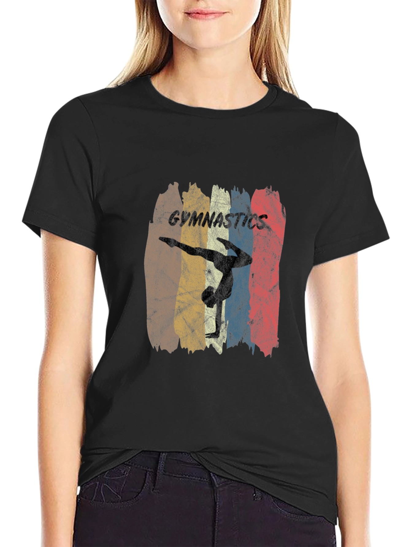 Black Vintage Gymnastics T-Shirt view 2
