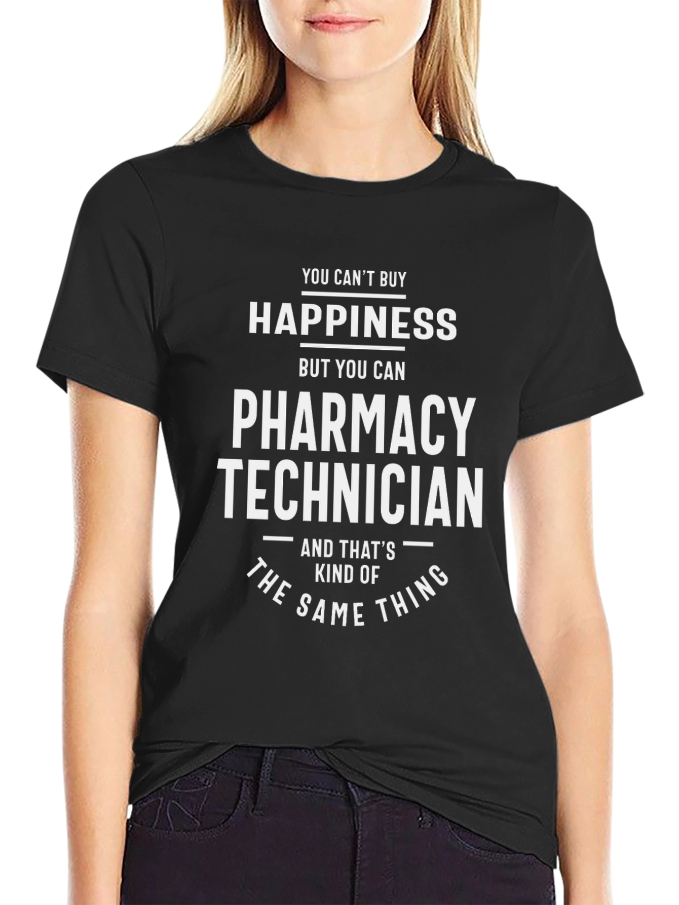 Black Pharmacy Technician Happiness T-Shirt view 2