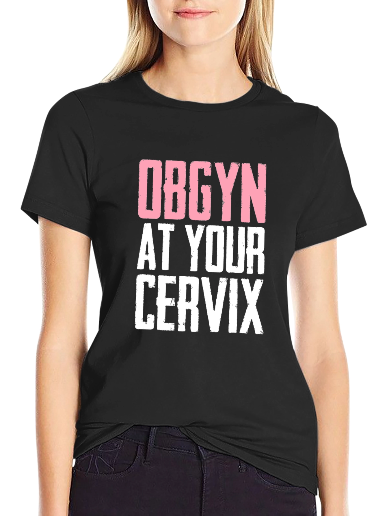 Black OBGYN at Your Cervix Graphic Novelty Tee view 2