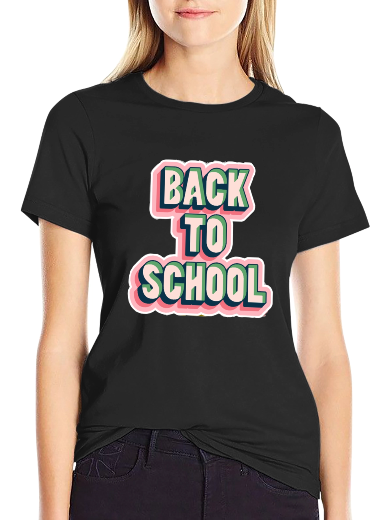 Black Back to School Graphic Tee - Black view 2