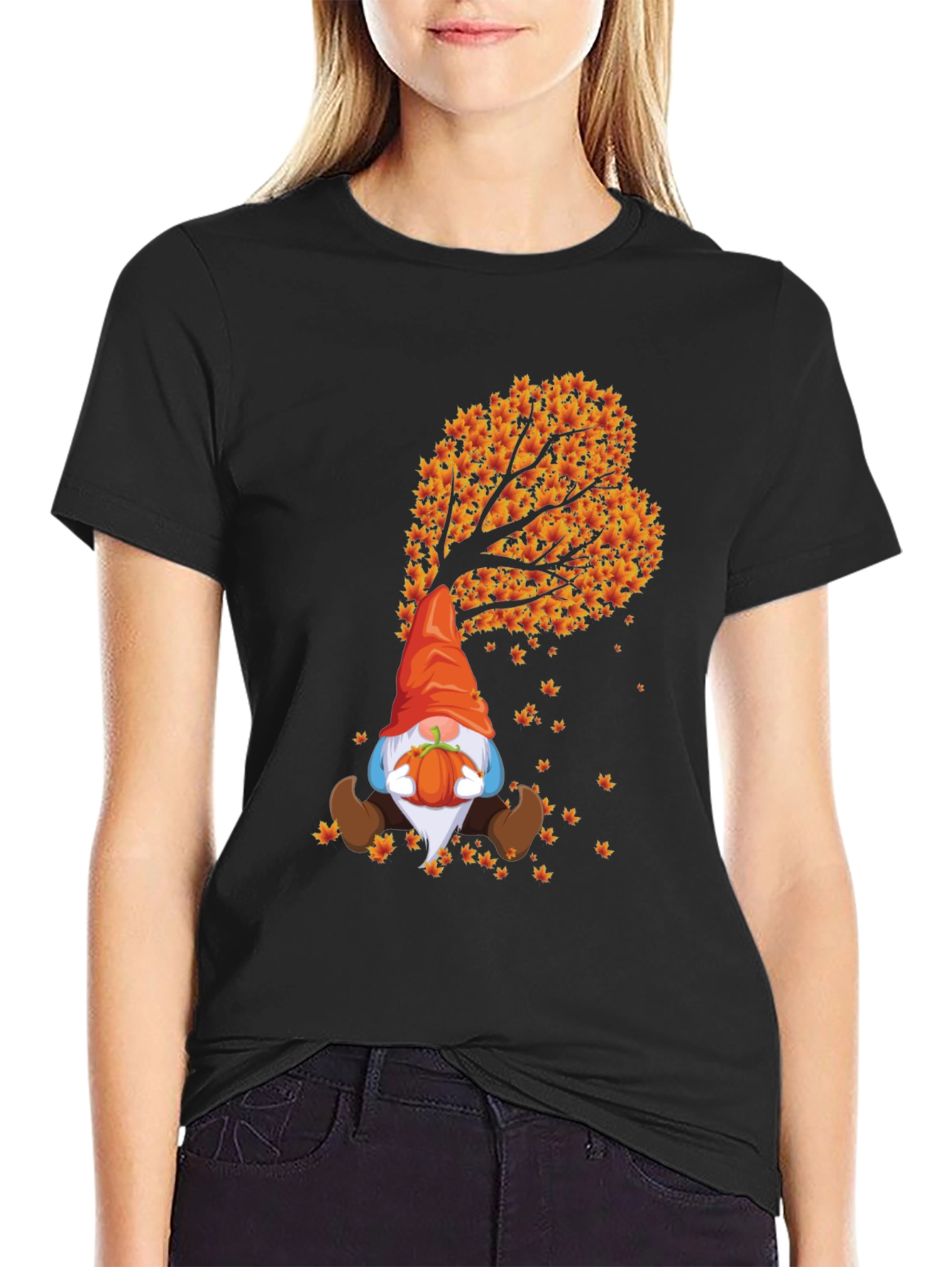 Fall Gnome T-Shirt - Autumn Leaf Design - 2