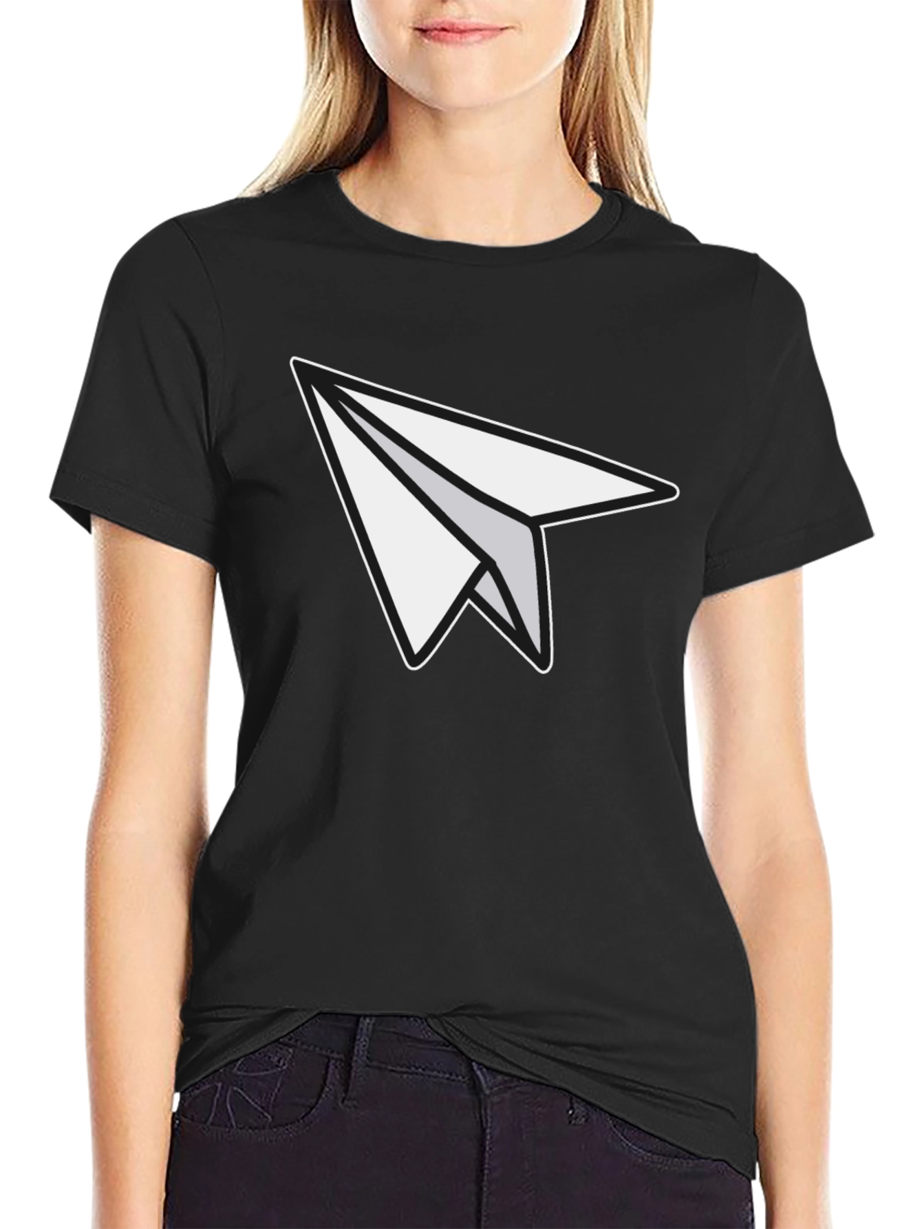 Black Paper Airplane Graphic Tee - Unisex Soft Cotton Blend view 2