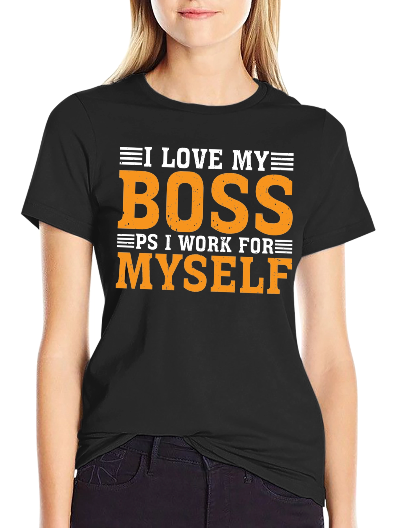 Black I Love My Boss Funny T-Shirt view 2