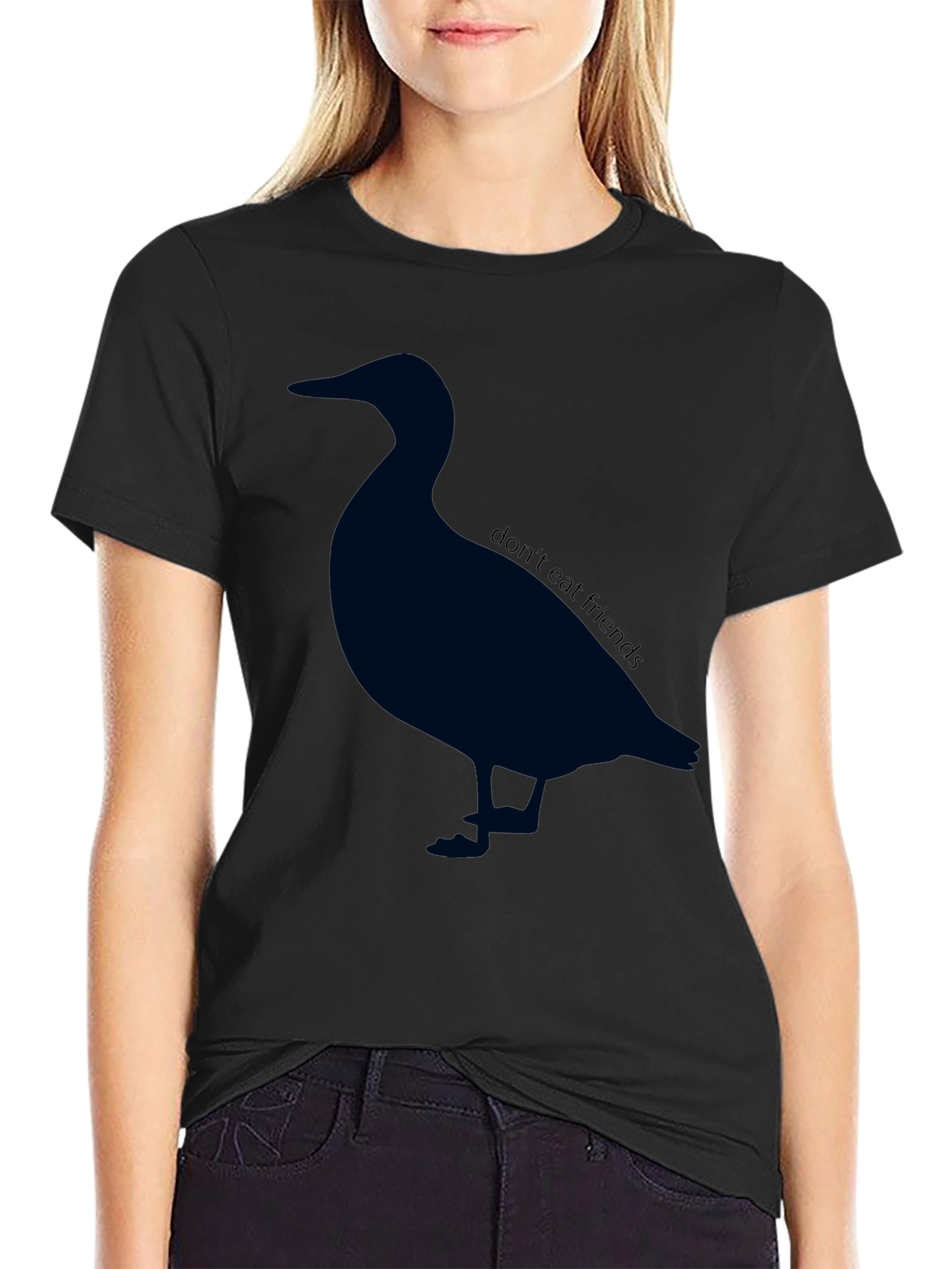 Black Duck Silhouette T-Shirt - 'Don't Eat Friends' Vegan Tee view 2