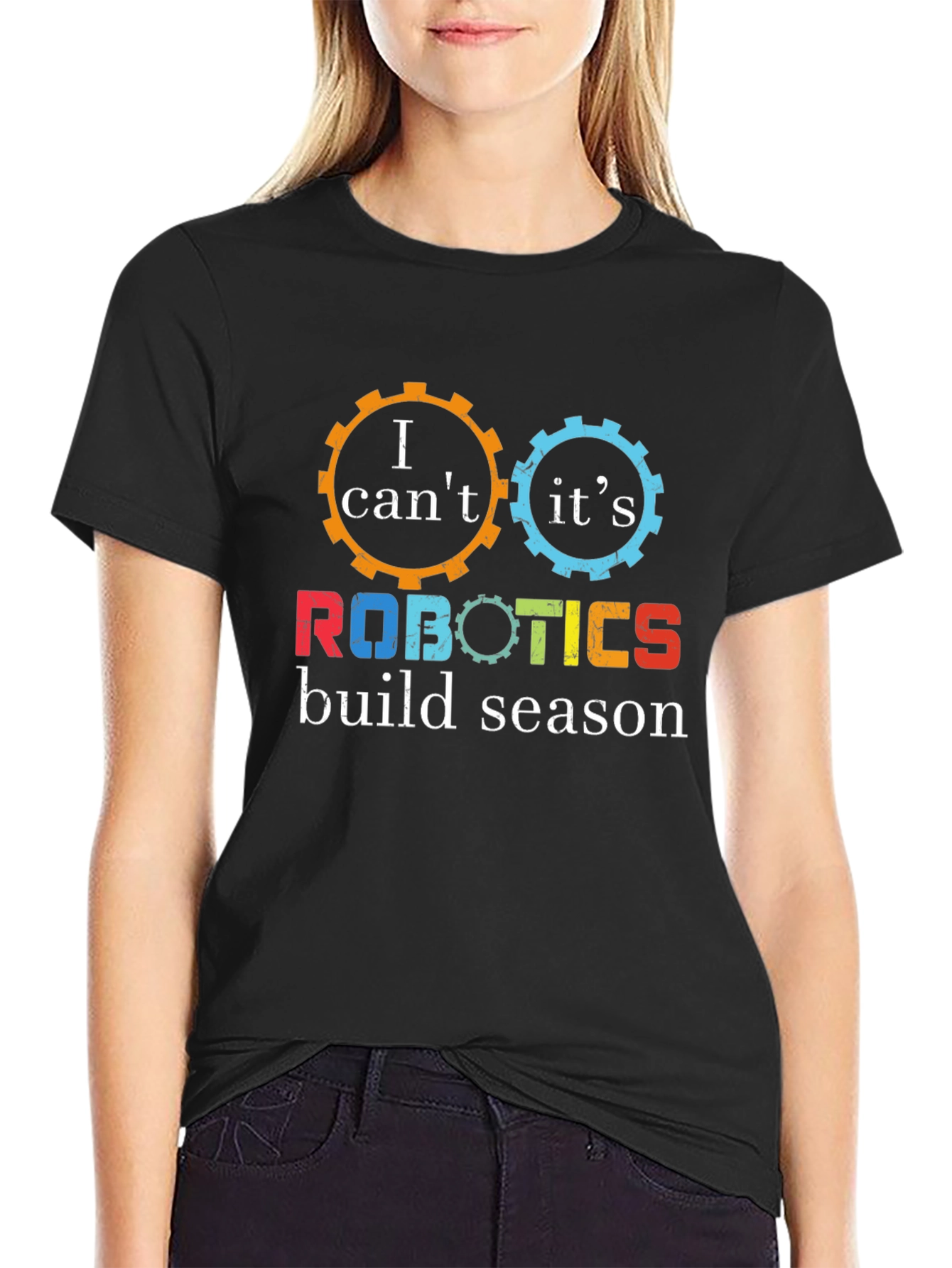 Black Robotics Build Season Gear T-Shirt view 2