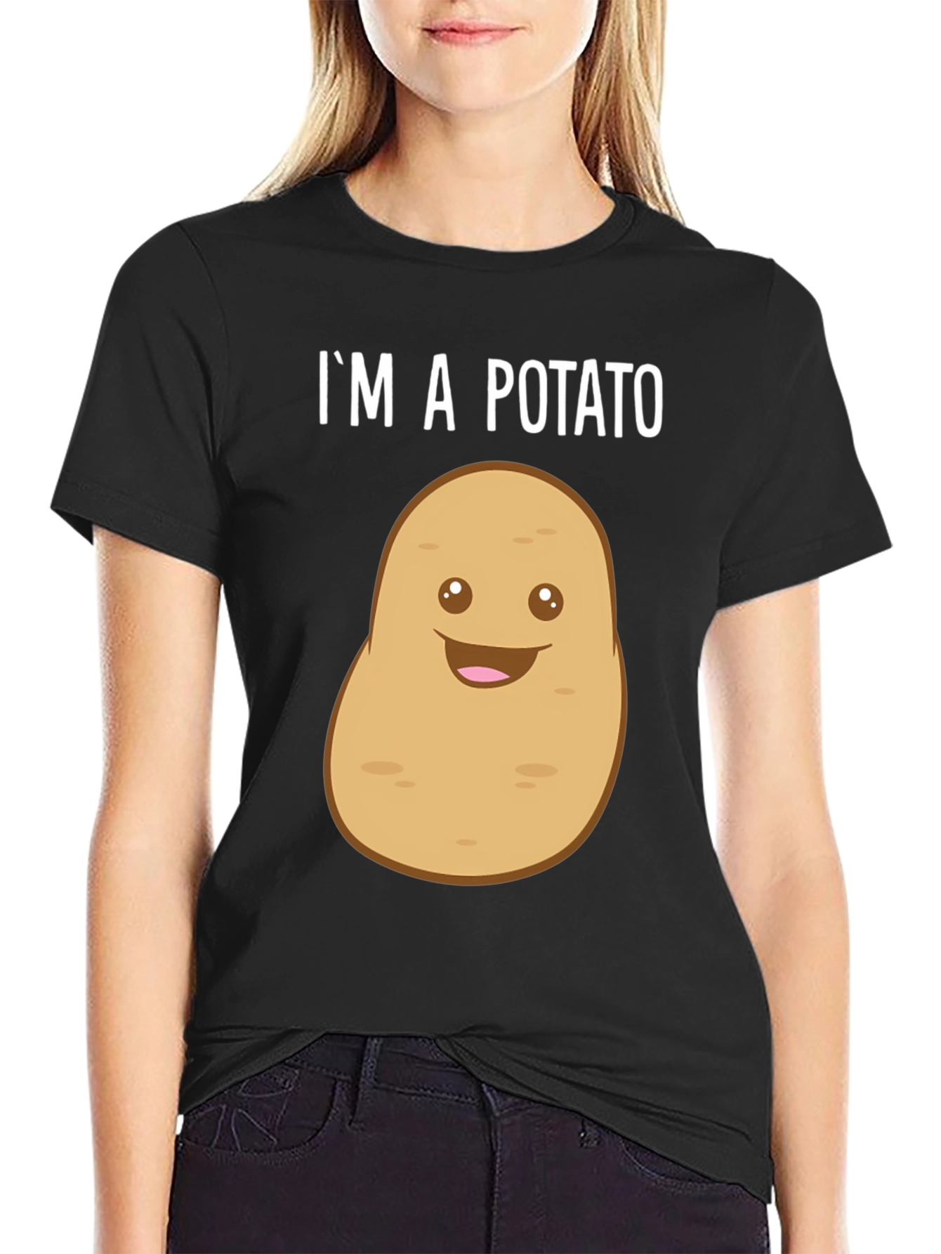 Black Funny Potato T-Shirt - "I'm A Potato" Graphic Tee view 2