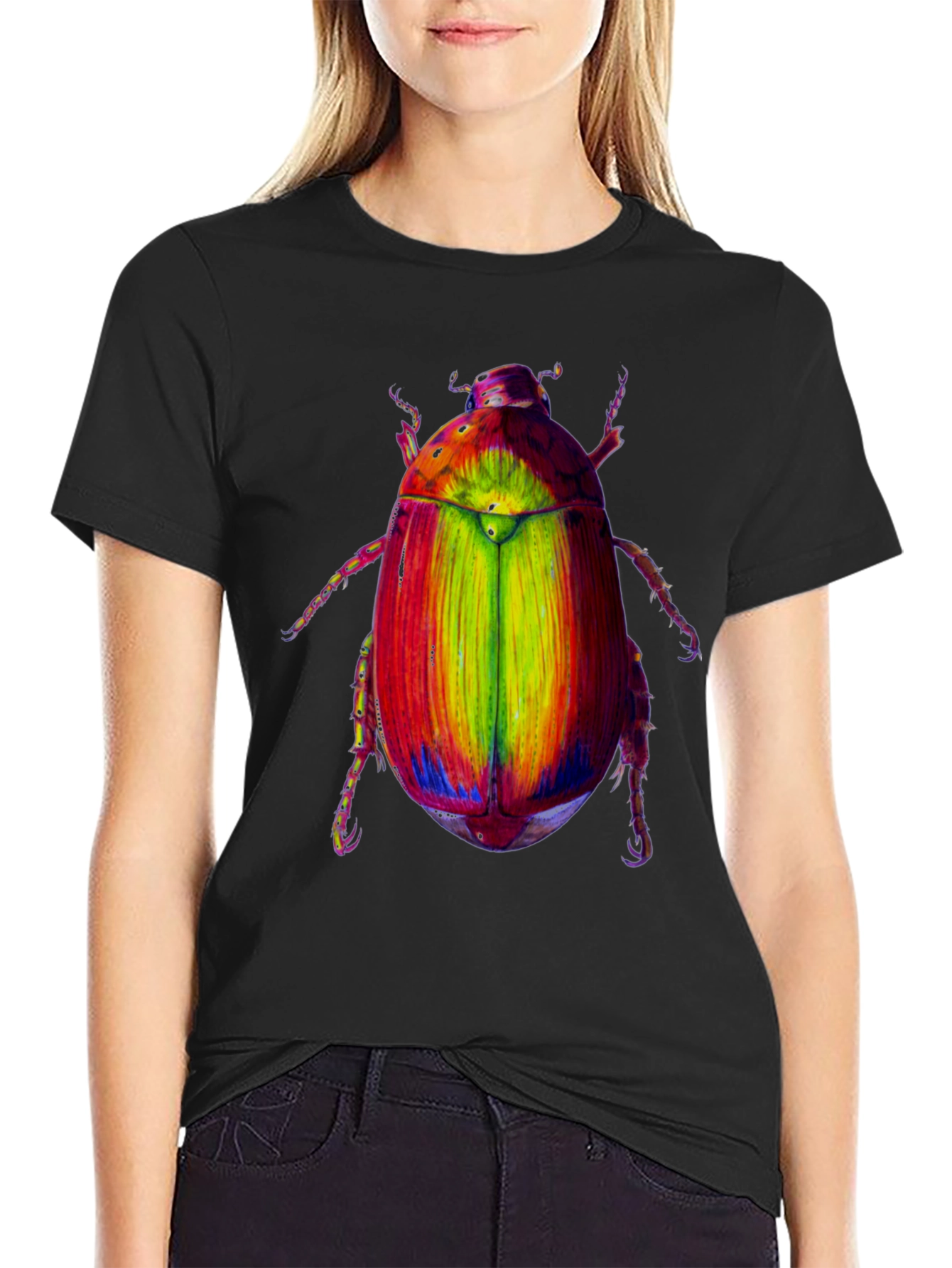 Black Rainbow Beetle Graphic T-Shirt view 2