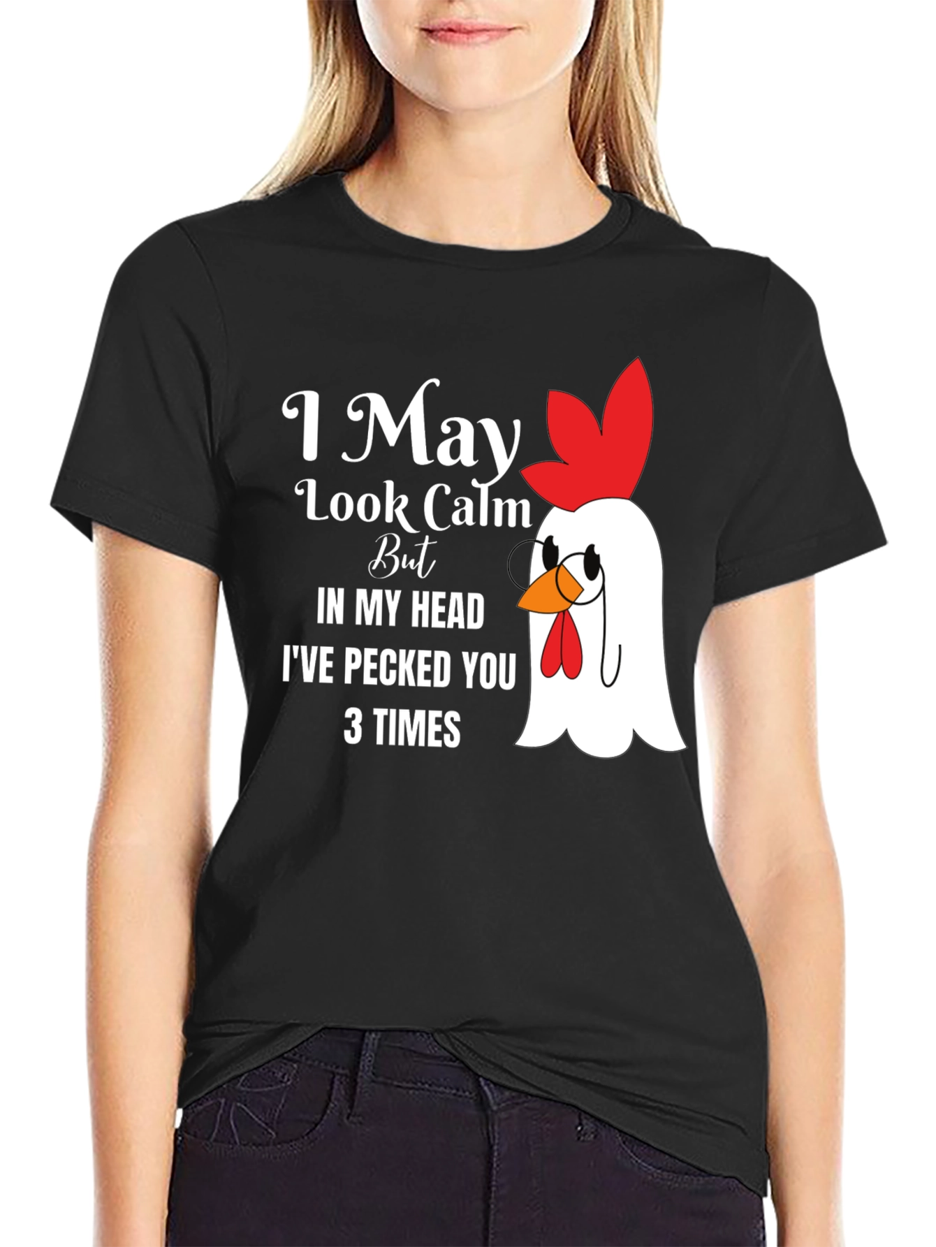 Black I May Look Calm Chicken Graphic Tee view 2