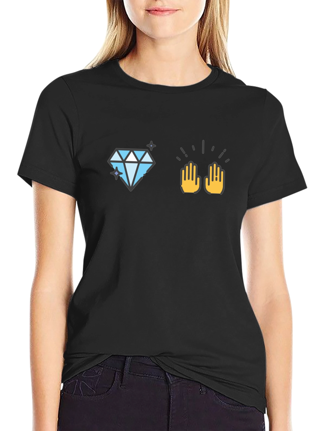 Black Diamond Hands Black T-Shirt - Premium Graphic Tee view 2
