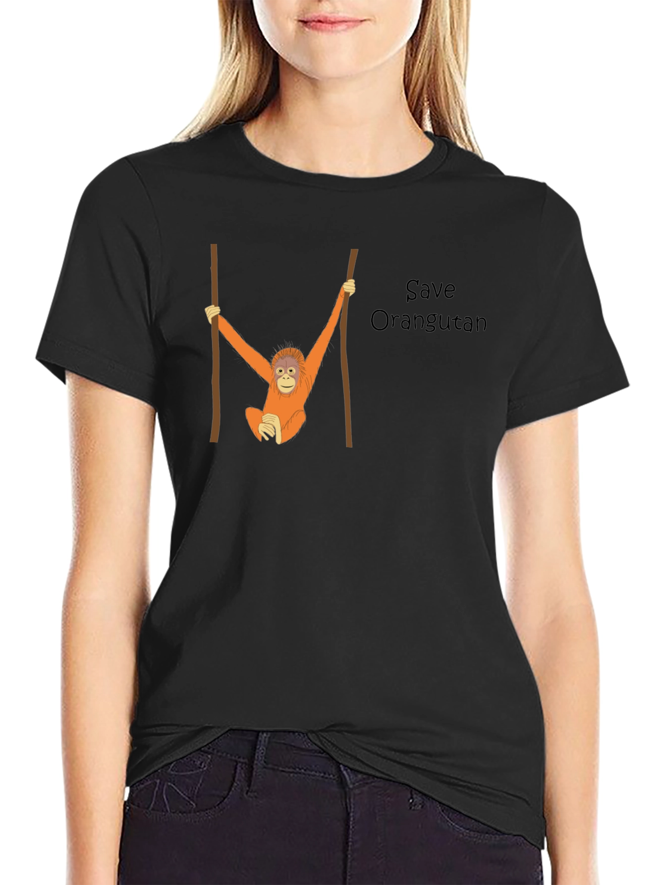 Black Save Orangutan Graphic Tee - Black view 2