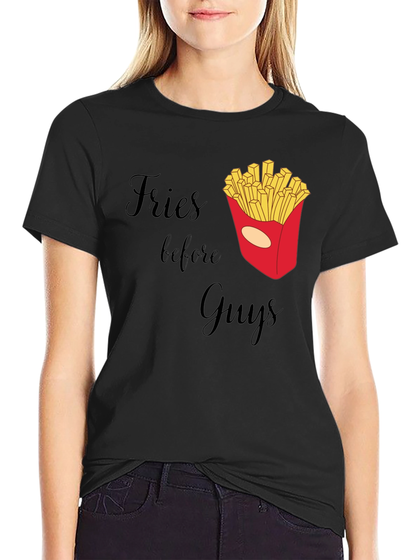 Black Fries Before Guys Graphic T-Shirt view 2