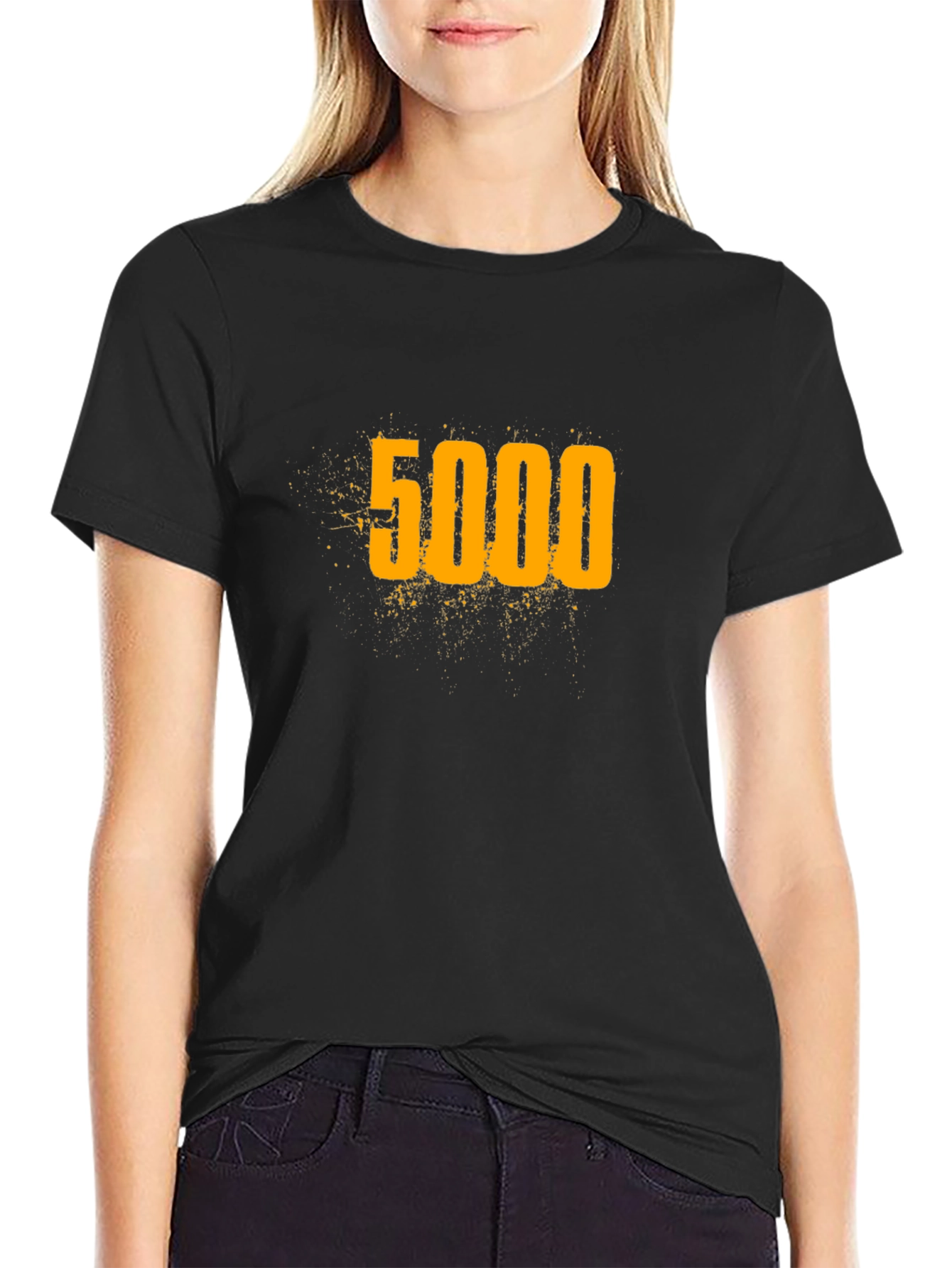 Black 5000 Graphic Tee - Black Cotton Blend T-Shirt view 2