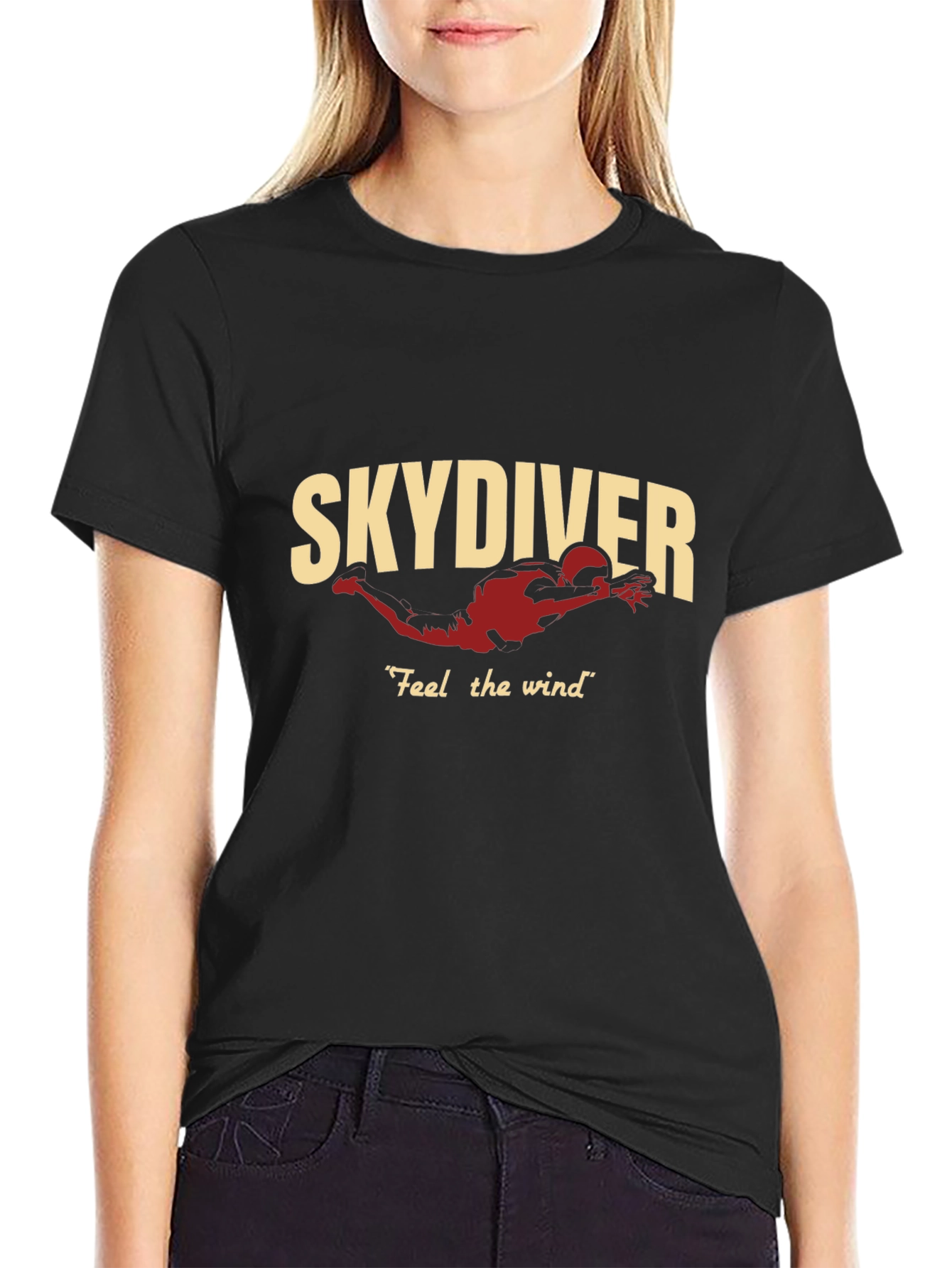Black Skydiving T-Shirt - Feel the Wind view 2