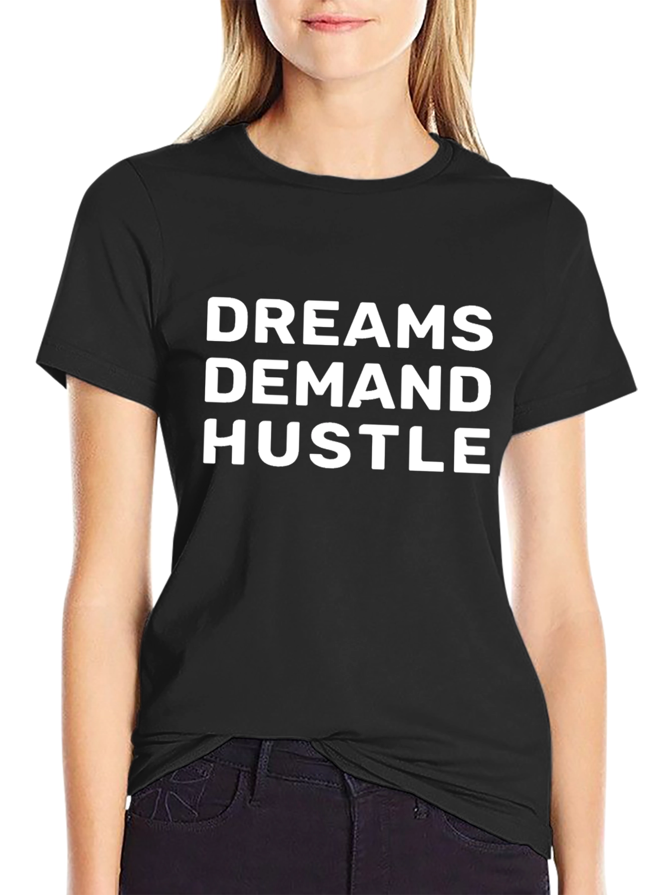 Black Dreams Demand Hustle Black Graphic Tee view 2