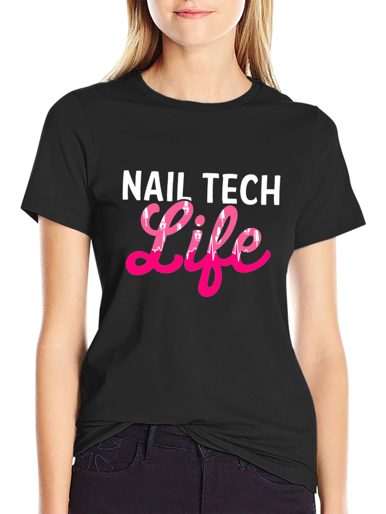 Black Nail Tech Life Black T-Shirt view 2