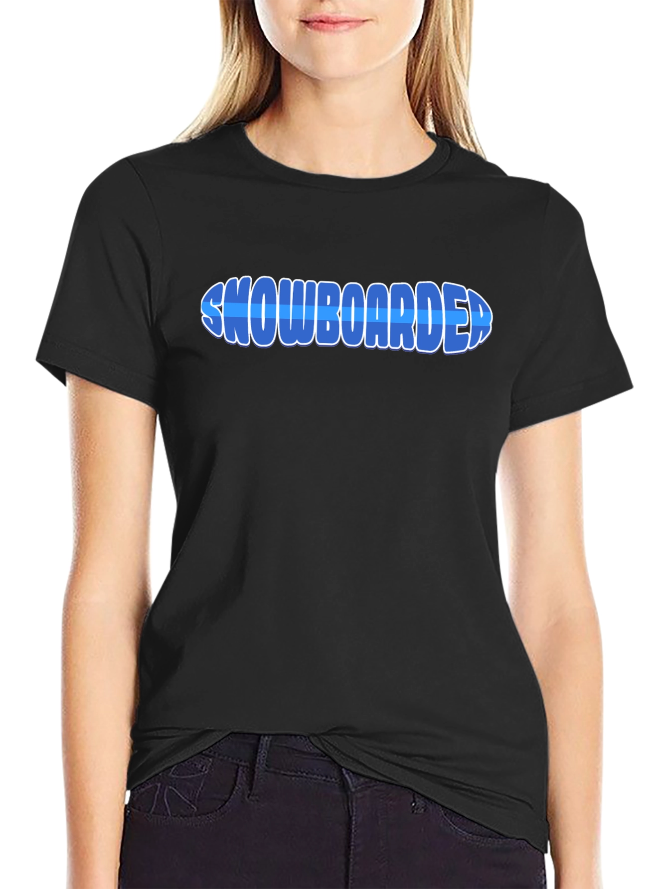 Black Snowboarder Graphic Tee - Cool Blue Design, Comfort Fit view 2