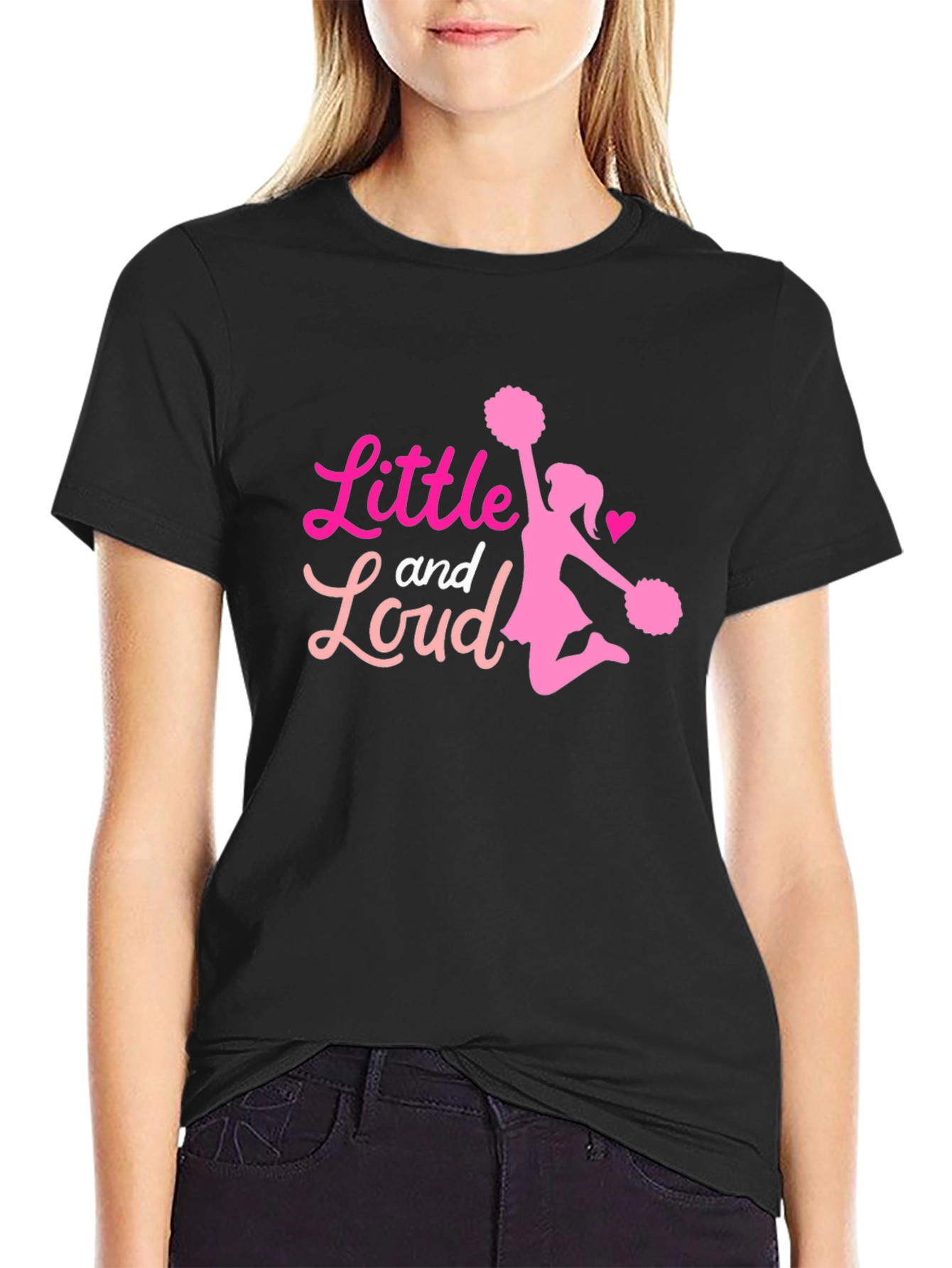 Black Little and Loud Cheerleader T-Shirt - Black view 2