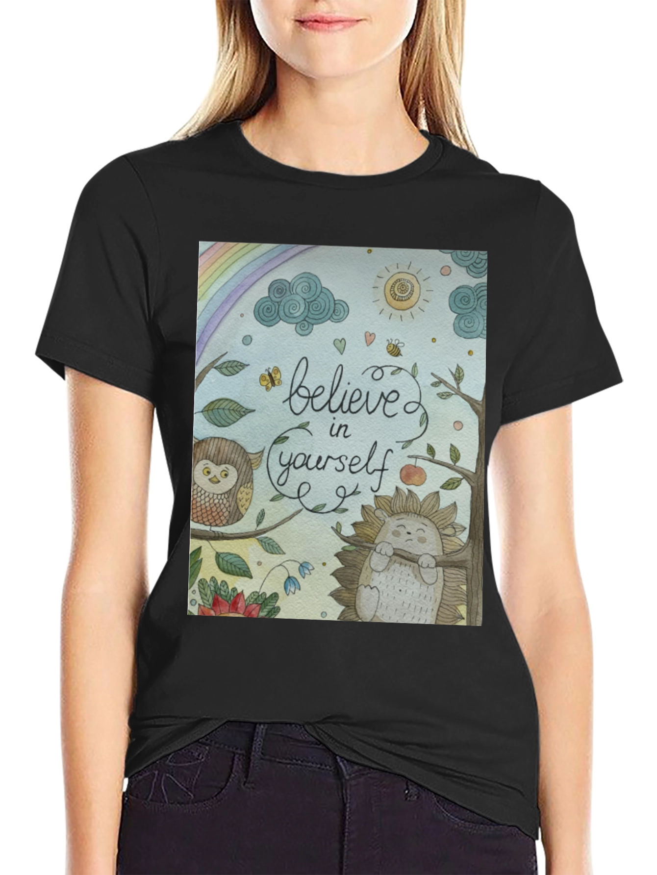 Black Believe in Yourself T-Shirt - Positive Vibes view 2