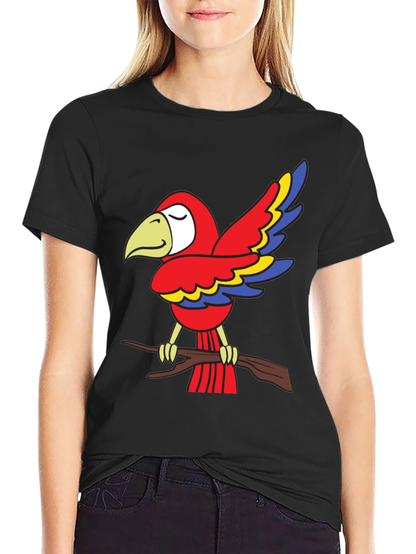 Black Parrot Graphic Tee - Bird Lover's T-Shirt view 2