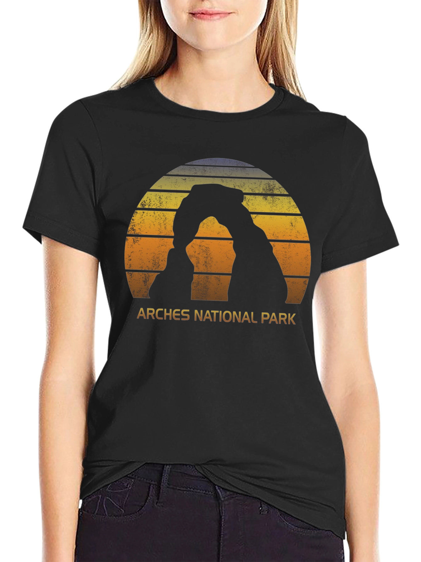 Black Arches National Park Retro T-Shirt view 2