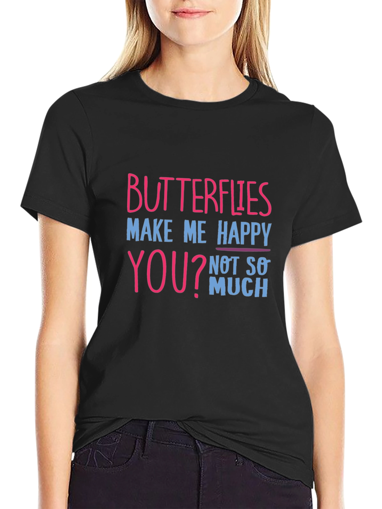Black Butterflies Make Me Happy Tee view 2