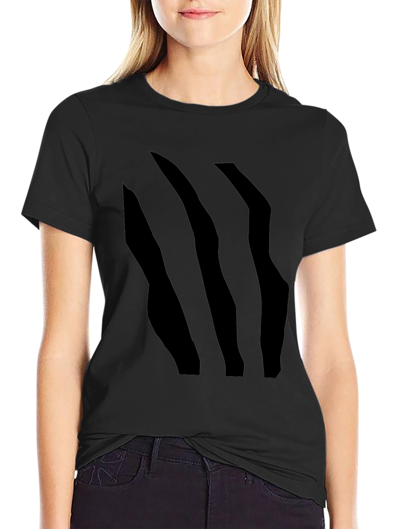 Black Black T-Shirt with Claw Mark Design view 2