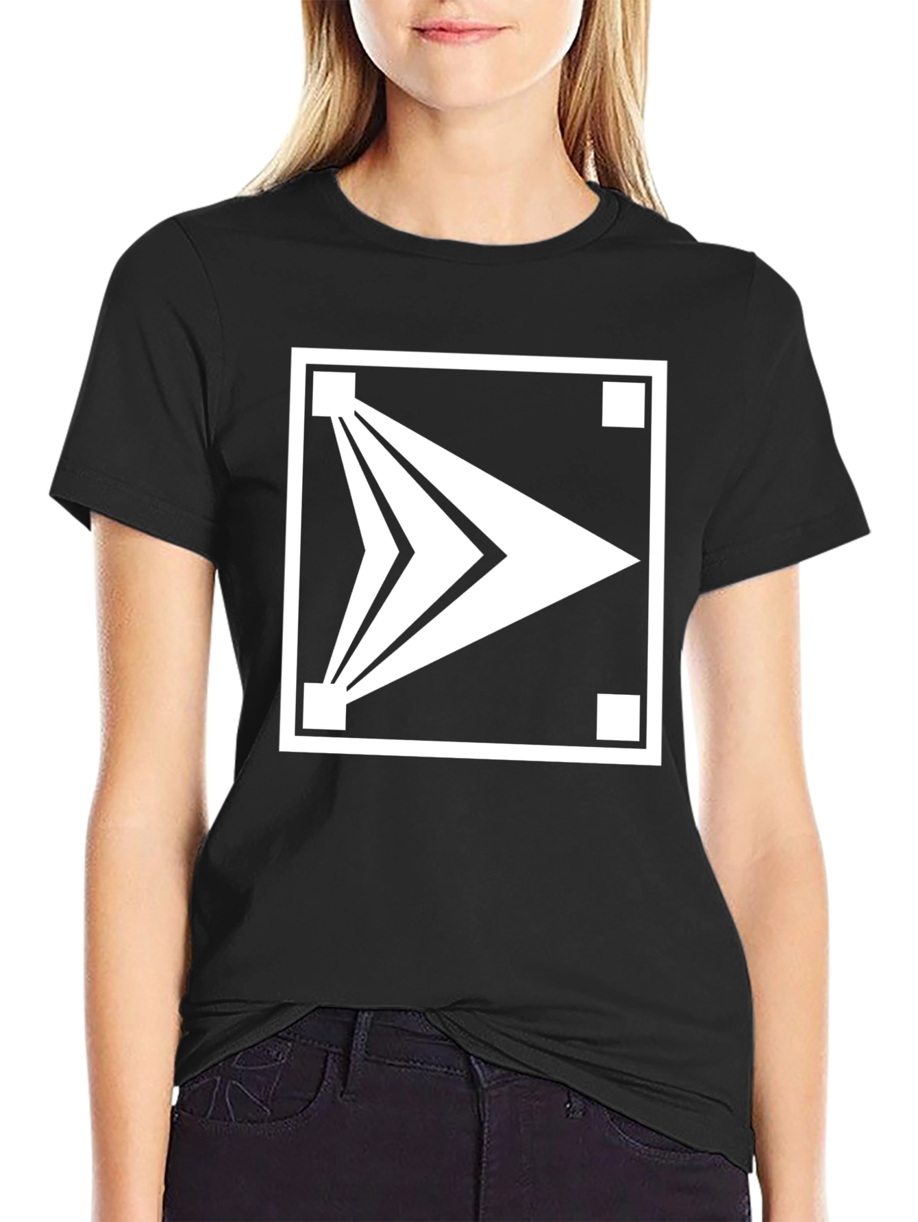 Modern Arrow Graphic T-Shirt - Black Cotton Blend - 2