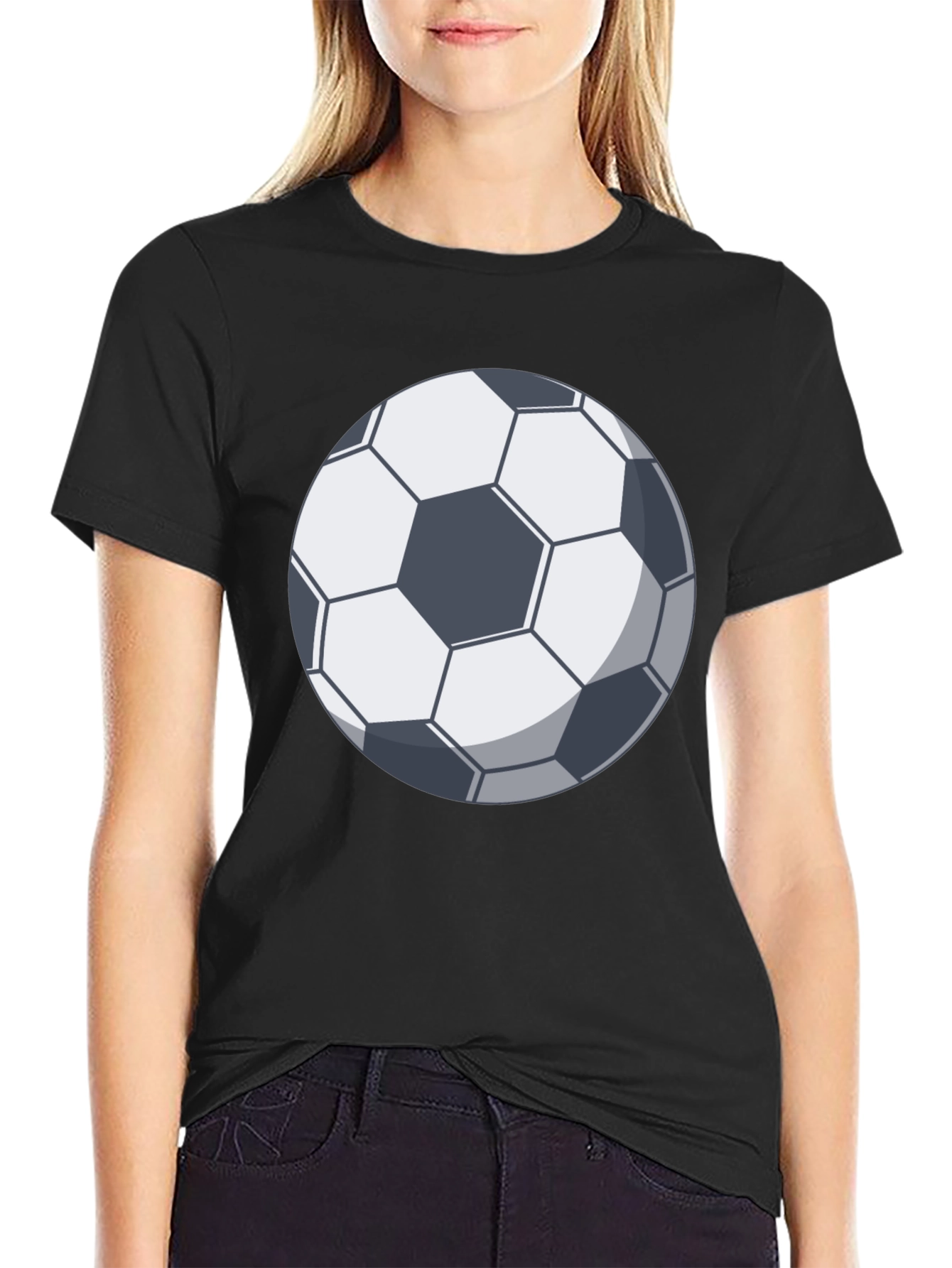 Black Soccer Ball Graphic T-Shirt - Black Cotton Tee view 2
