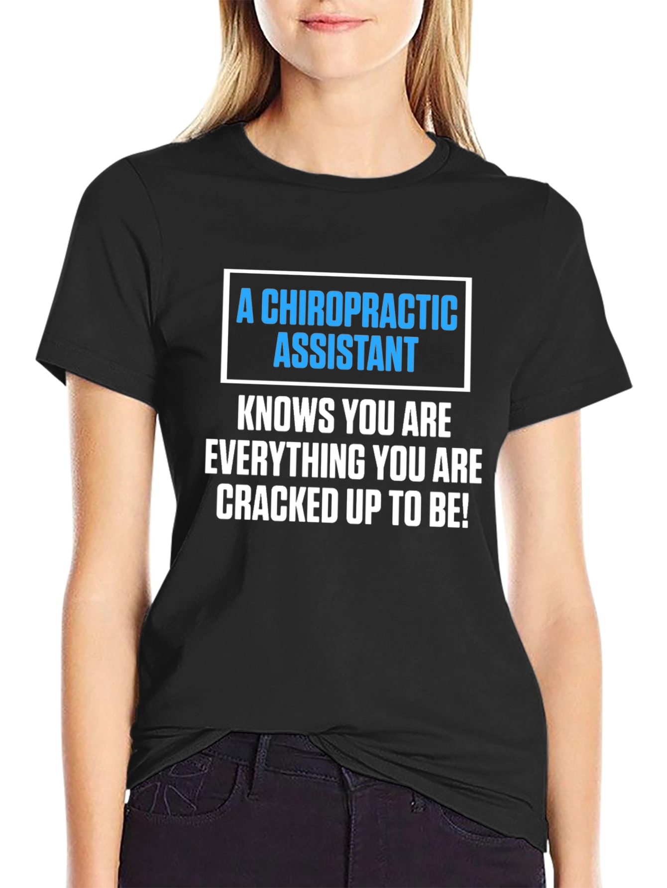 Black Chiropractic Assistant T-Shirt view 2