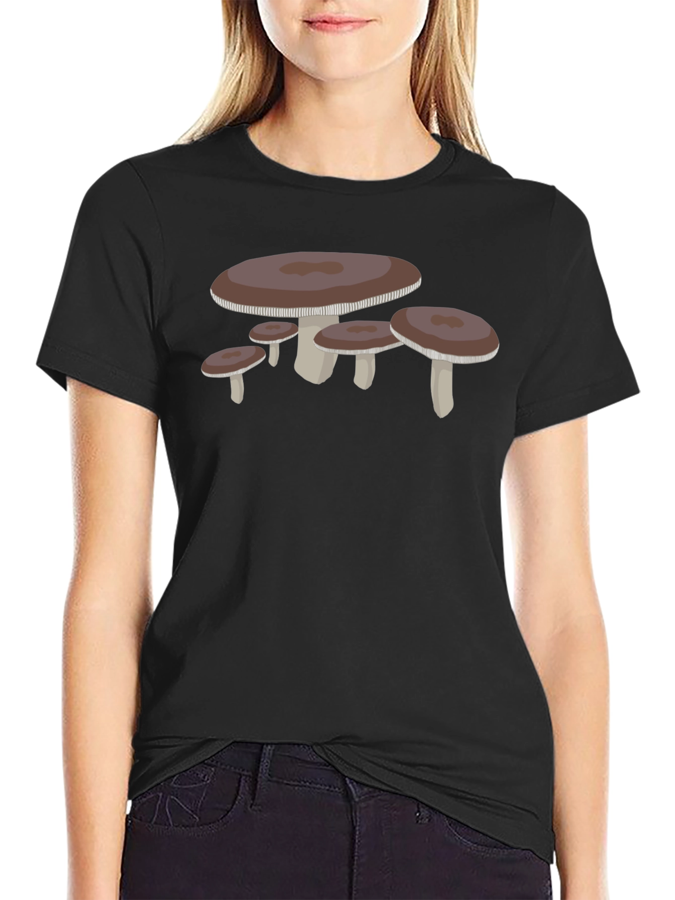 Black Mushroom Graphic Tee - Unique Nature Lover's T-Shirt view 2