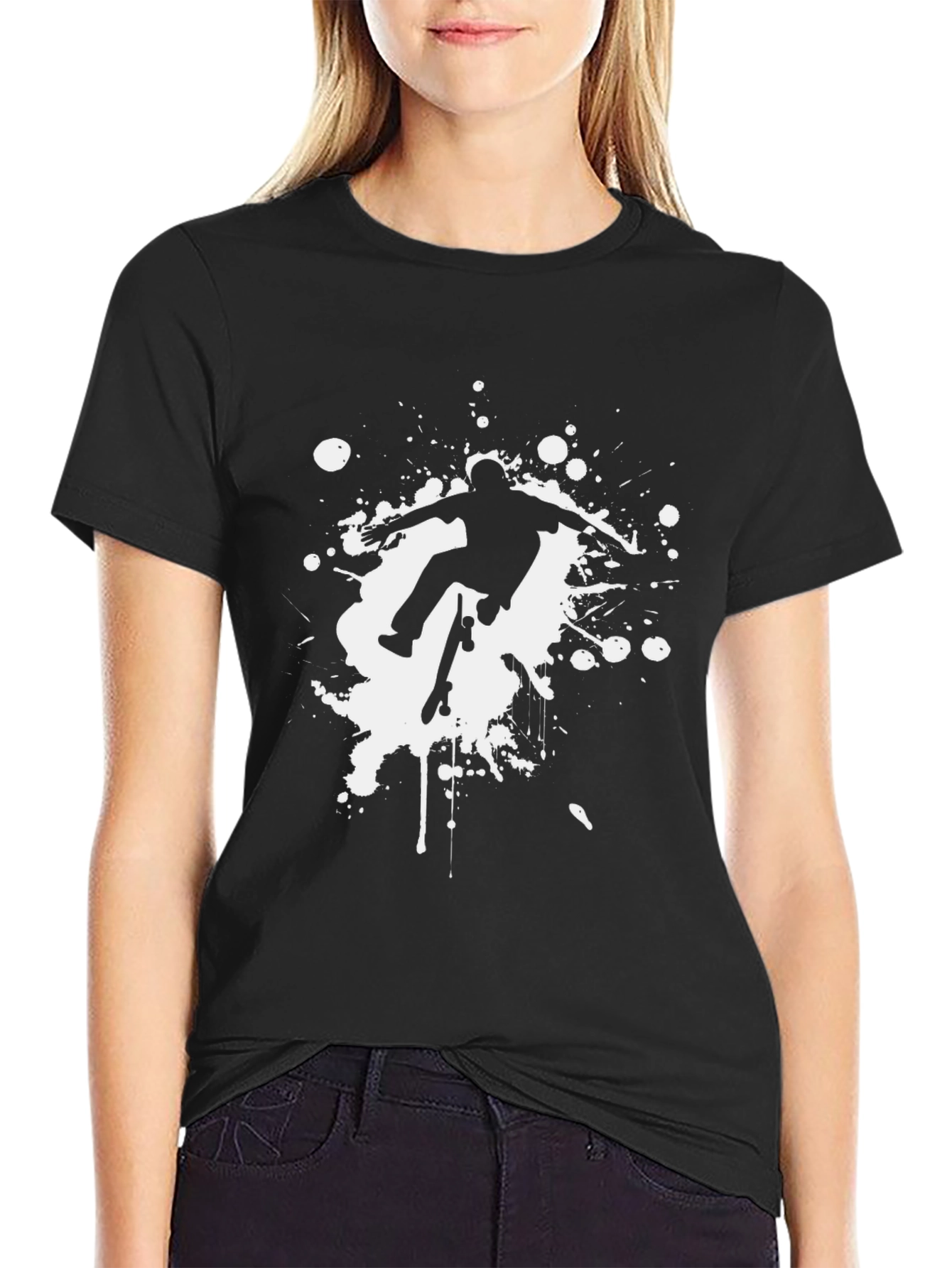 Black Skateboarder Graphic Black T-Shirt view 2
