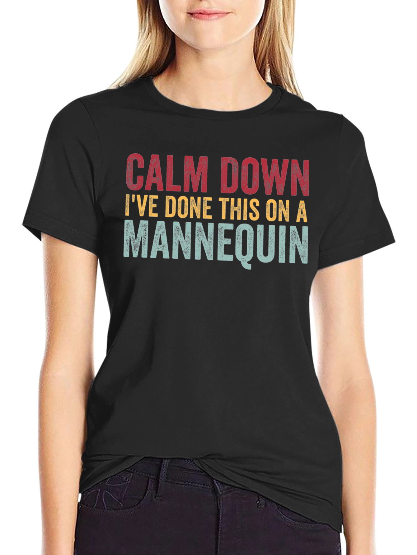 Black Calm Down Mannequin T-Shirt view 2