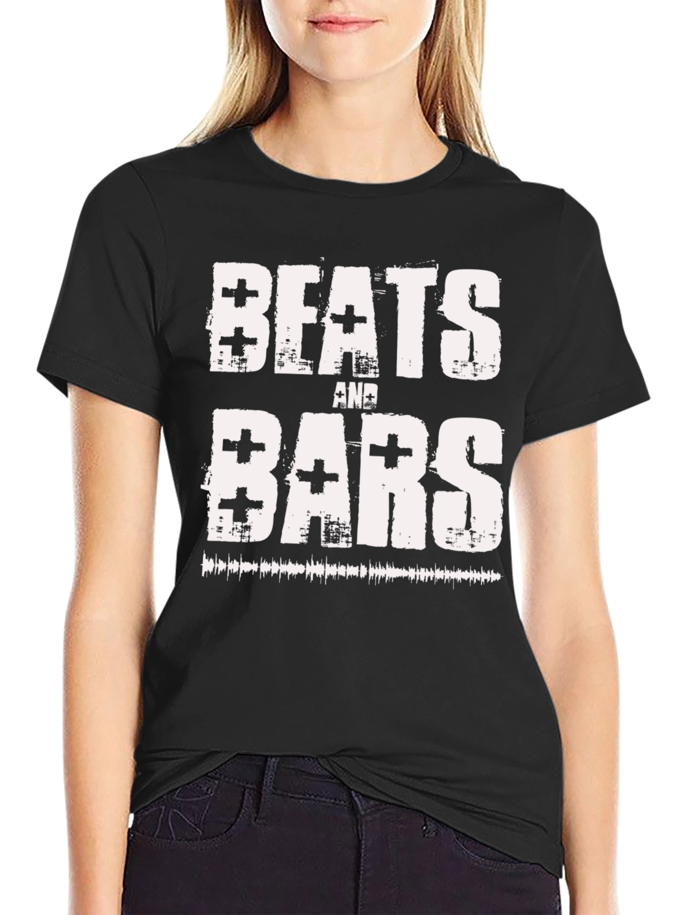 Black Beats and Bars Graphic Tee - Cool Music Lover T-Shirt view 2