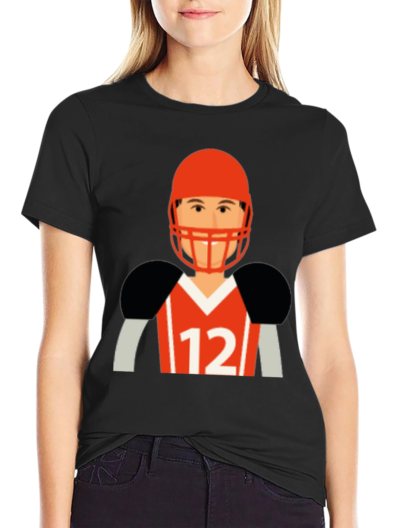 Black Football Player Graphic T-Shirt view 2